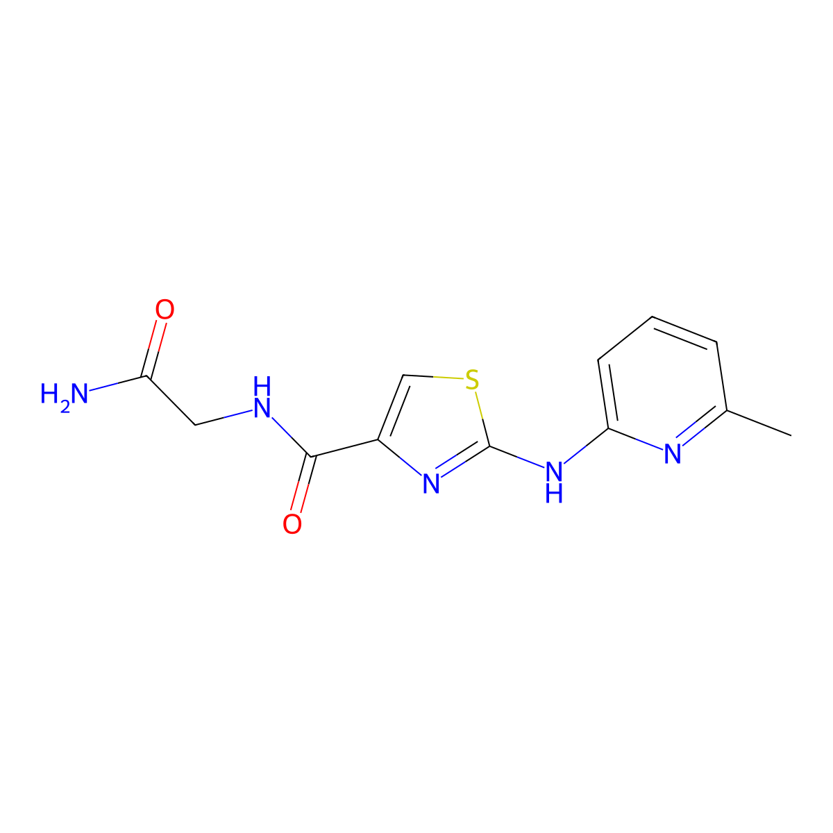 N-(2-amino-2-oxoethyl)-2-((6-methylpyridin-2-yl)amino)thiazole-4-carboxamide molecular structure, CAS 1286706-12-4