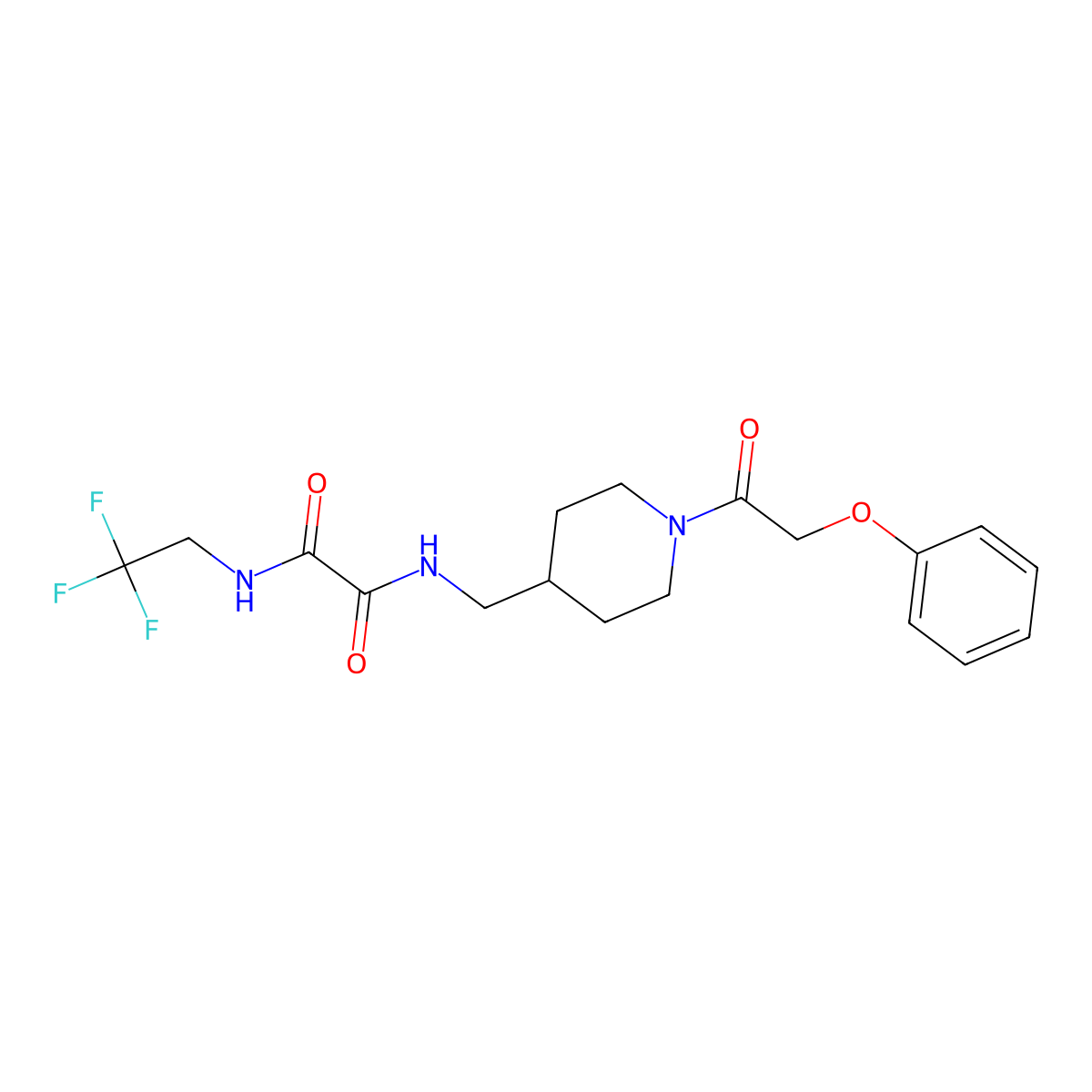 N1-((1-(2-phenoxyacetyl)piperidin-4-yl)methyl)-N2-(2,2,2-trifluoroethyl)oxalamide molecular structure, CAS 1286706-13-5