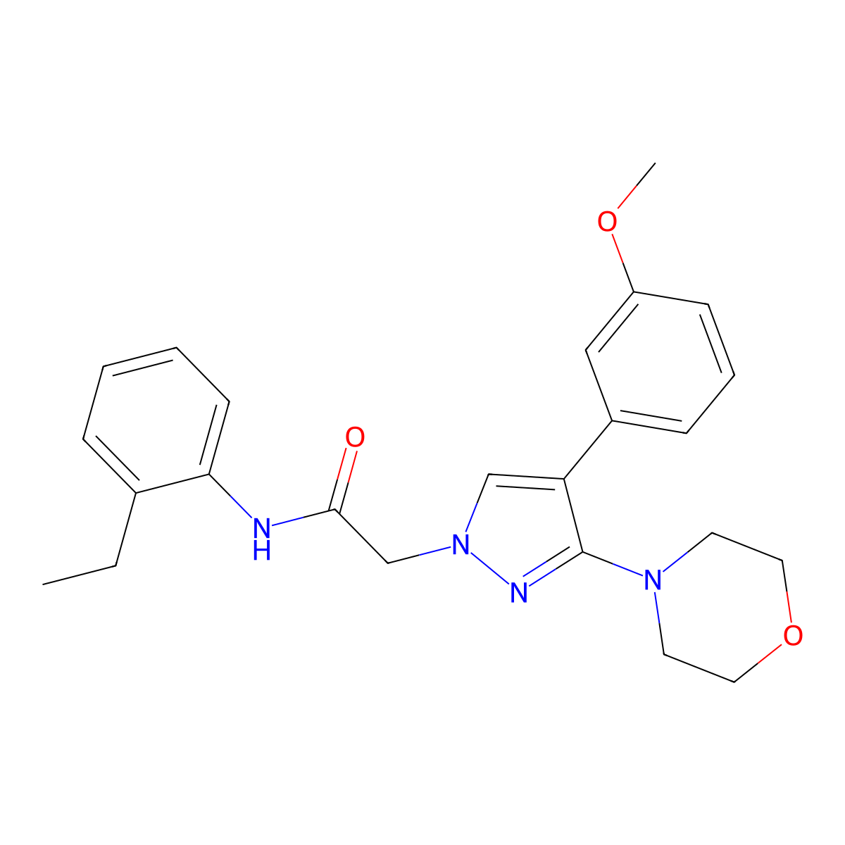 N-(2-ethylphenyl)-2-(4-(3-methoxyphenyl)-3-morpholino-1H-pyrazol-1-yl)acetamide molecular structure, CAS 1286706-14-6