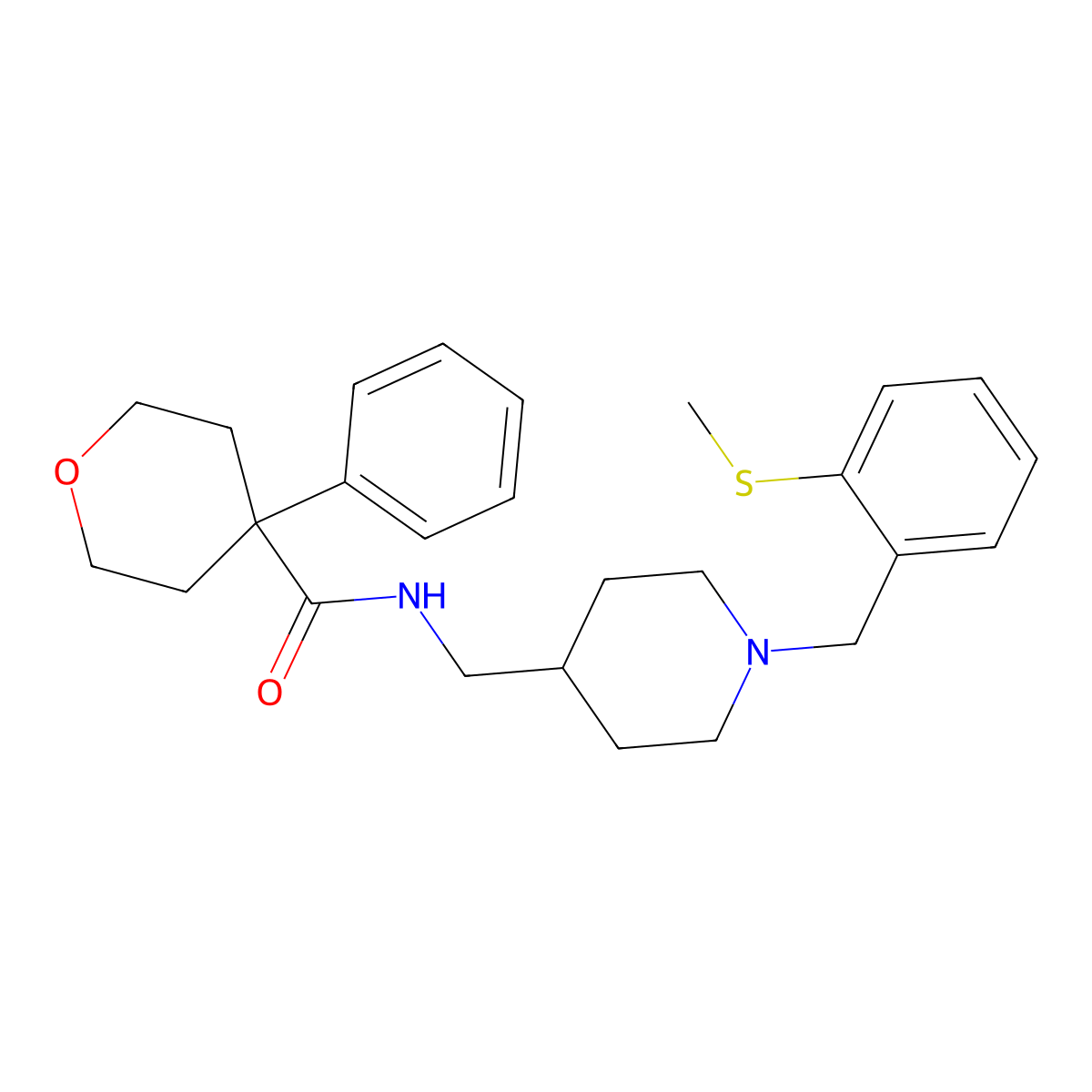 N-((1-(2-(methylthio)benzyl)piperidin-4-yl)methyl)-4-phenyltetrahydro-2H-pyran-4-carboxamide molecular structure, CAS 1286706-17-9