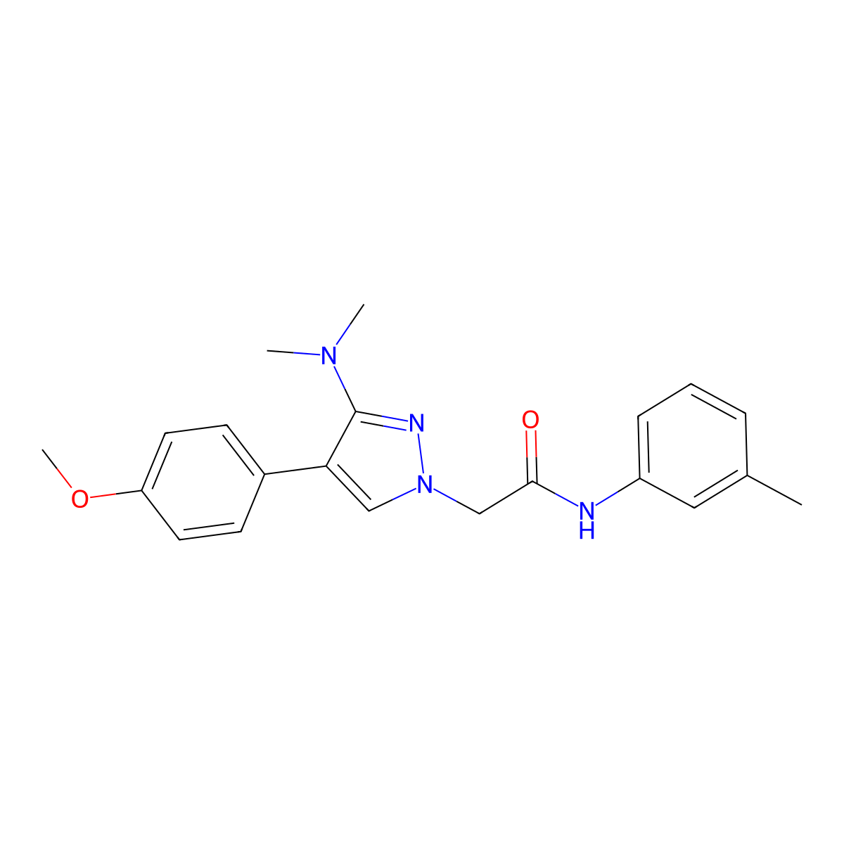 2-(3-(dimethylamino)-4-(4-methoxyphenyl)-1H-pyrazol-1-yl)-N-(m-tolyl)acetamide molecular structure, CAS 1286706-21-5
