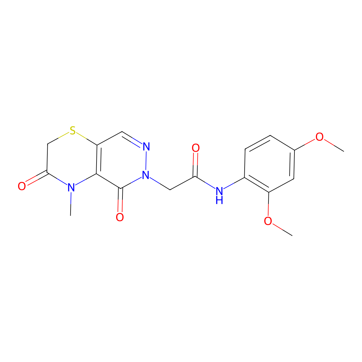 N-(2,4-dimethoxyphenyl)-2-{4-methyl-3,5-dioxo-2H,3H,4H,5H,6H-pyridazino[4,5-b][1,4]thiazin-6-yl}acetamide molecular structure, CAS 1286706-27-1