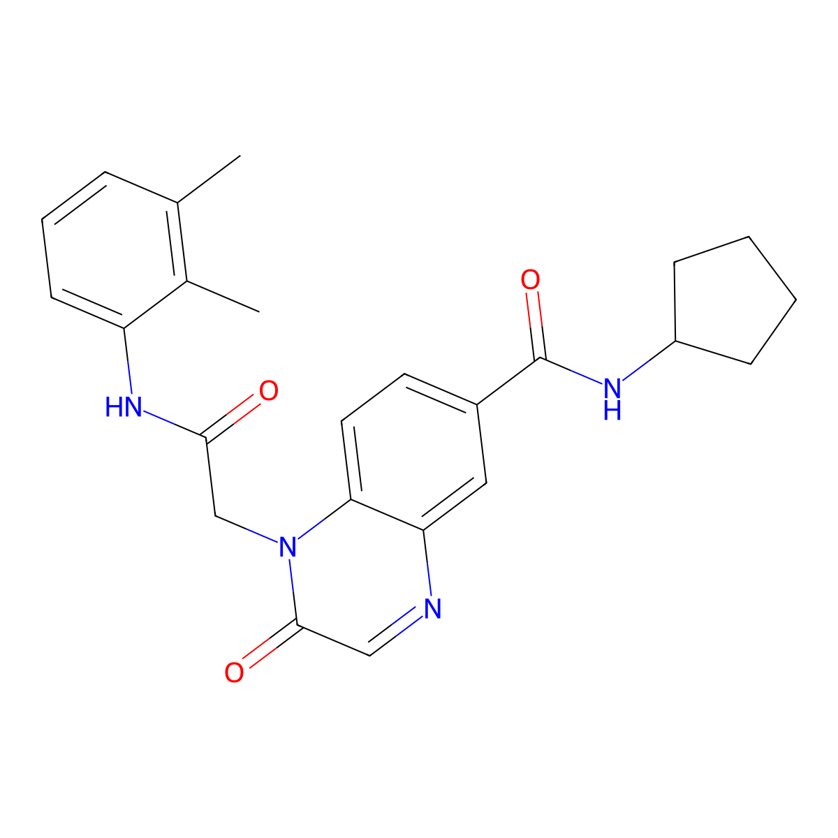 N-cyclopentyl-1-(2-((2,3-dimethylphenyl)amino)-2-oxoethyl)-2-oxo-1,2-dihydroquinoxaline-6-carboxamide molecular structure, CAS 1286706-43-1
