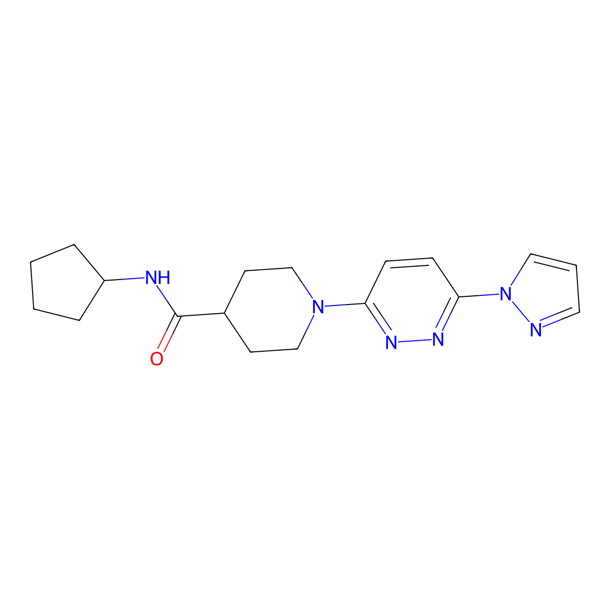1-(6-(1H-pyrazol-1-yl)pyridazin-3-yl)-N-cyclopentylpiperidine-4-carboxamide molecular structure, CAS 1286706-64-6
