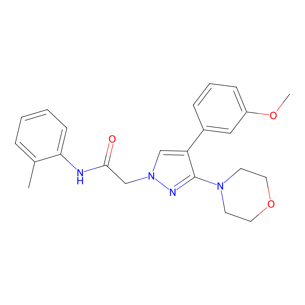 2-(4-(3-methoxyphenyl)-3-morpholino-1H-pyrazol-1-yl)-N-(o-tolyl)acetamide molecular structure, CAS 1286706-72-6