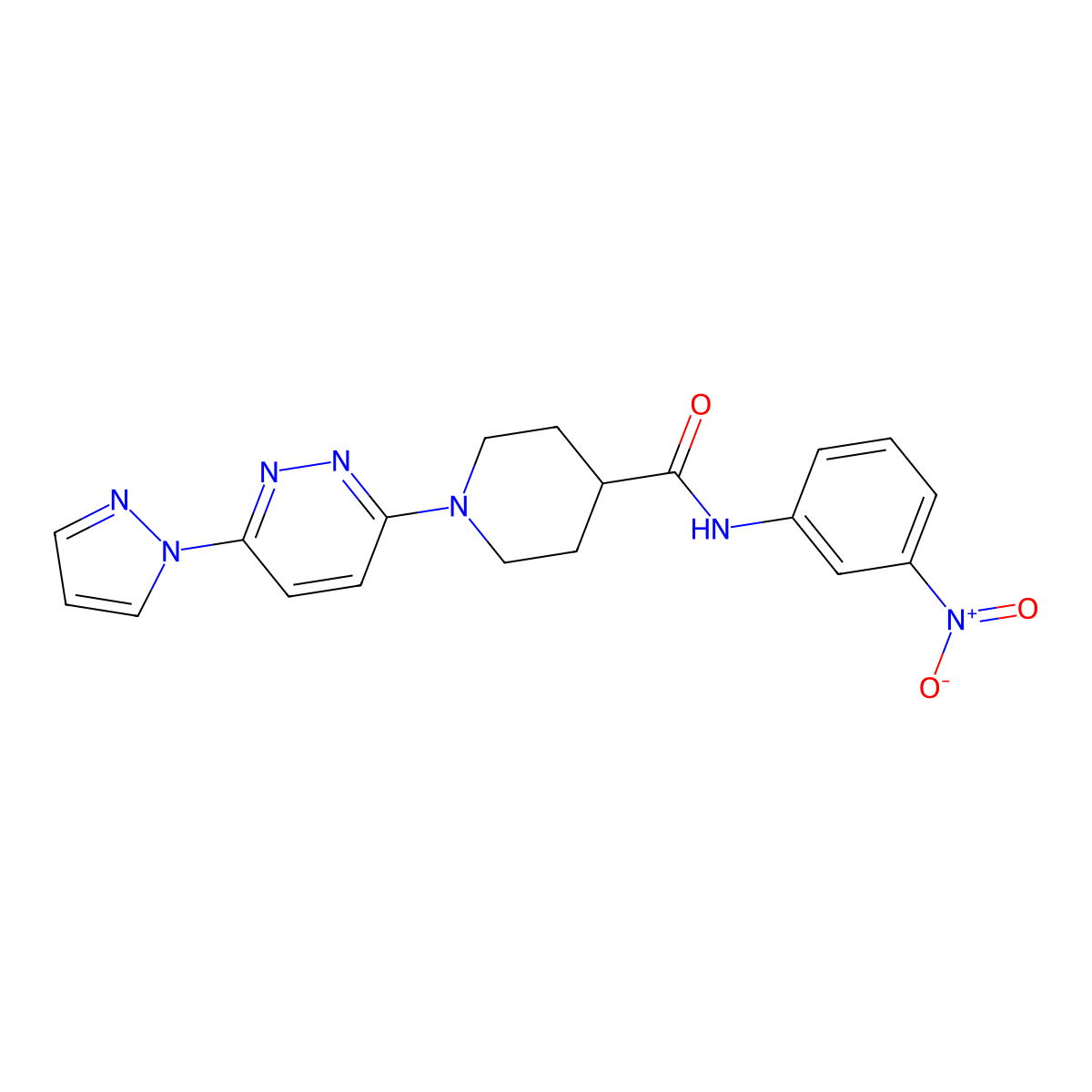 1-(6-(1H-pyrazol-1-yl)pyridazin-3-yl)-N-(3-nitrophenyl)piperidine-4-carboxamide molecular structure, CAS 1286706-74-8