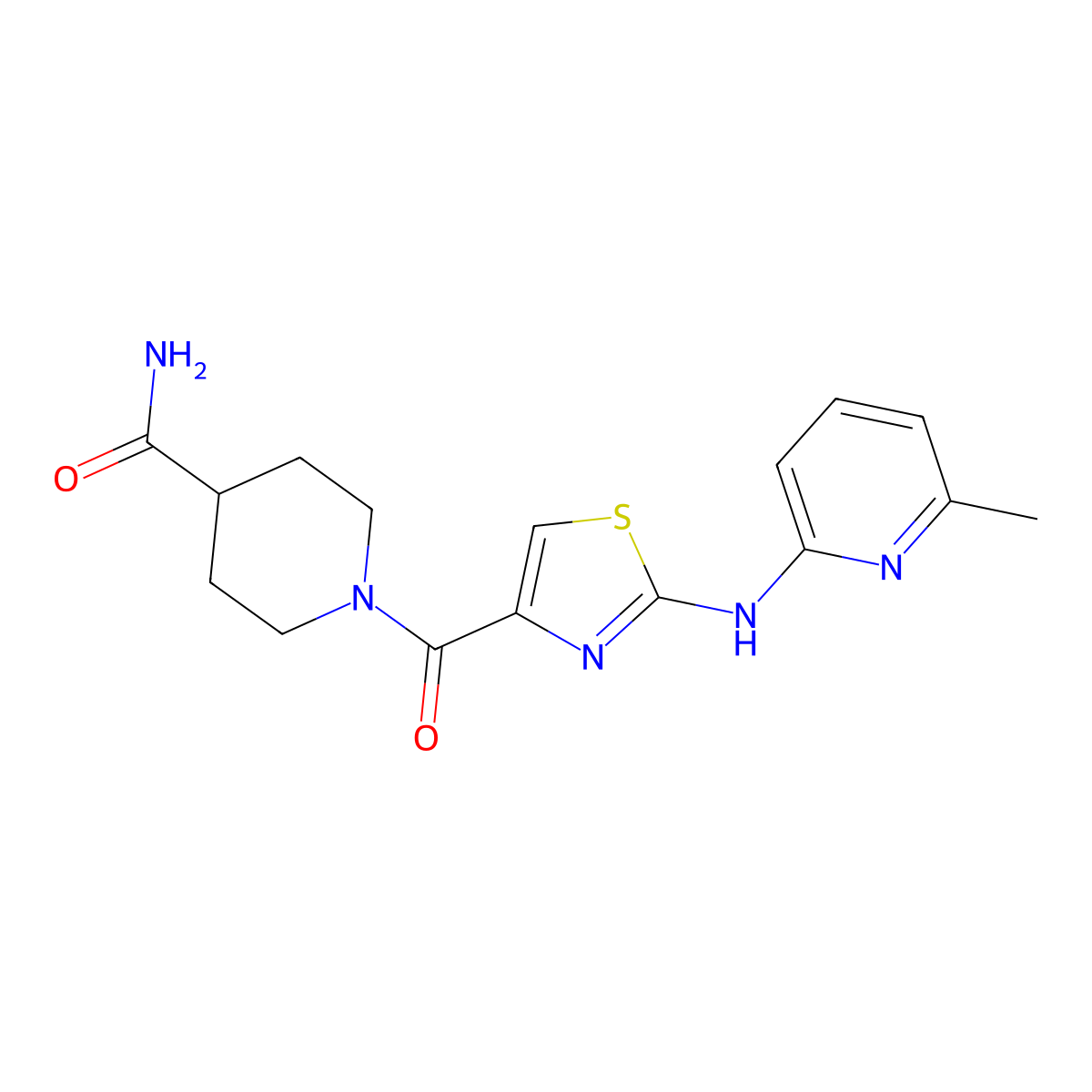 1-{2-[(6-Methylpyridin-2-yl)amino]-1,3-thiazole-4-carbonyl}piperidine-4-carboxamide molecular structure, CAS 1286706-75-9