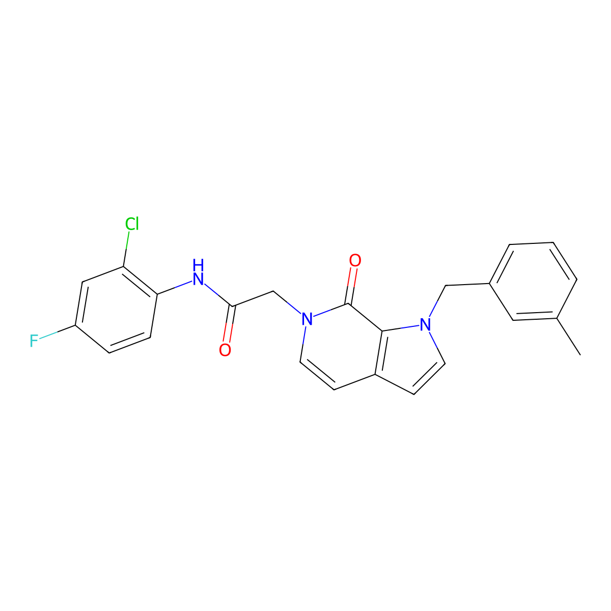 N-(2-chloro-4-fluorophenyl)-2-{1-[(3-methylphenyl)methyl]-7-oxo-1H,6H,7H-pyrrolo[2,3-c]pyridin-6-yl}acetamide molecular structure, CAS 1286706-90-8