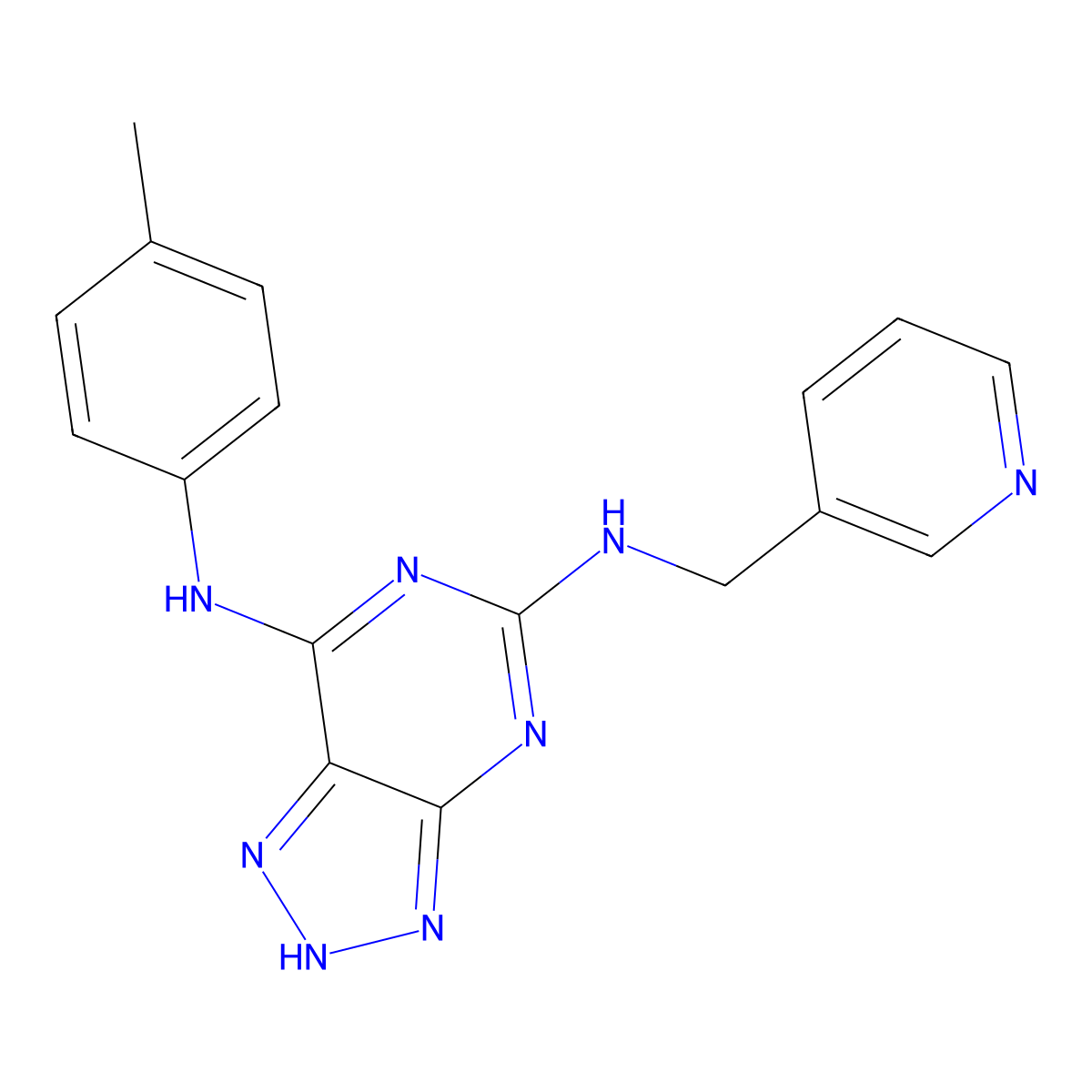 N5-(pyridin-3-ylmethyl)-N7-(p-tolyl)-3H-[1,2,3]triazolo[4,5-d]pyrimidine-5,7-diamine molecular structure, CAS 1286706-98-6