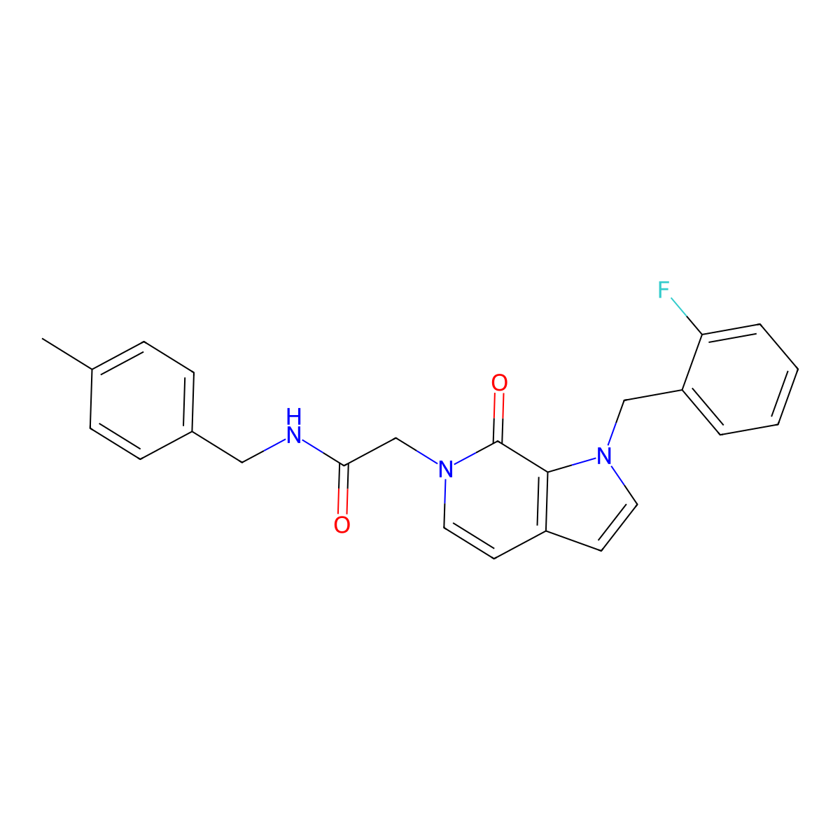 2-{1-[(2-fluorophenyl)methyl]-7-oxo-1H,6H,7H-pyrrolo[2,3-c]pyridin-6-yl}-N-[(4-methylphenyl)methyl]acetamide molecular structure, CAS 1286707-00-3