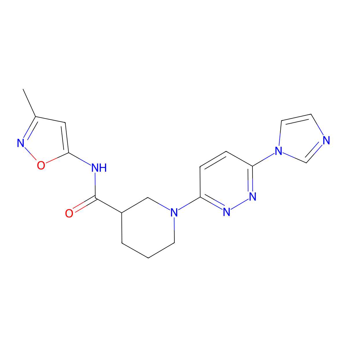 1-(6-(1H-imidazol-1-yl)pyridazin-3-yl)-N-(3-methylisoxazol-5-yl)piperidine-3-carboxamide molecular structure, CAS 1286707-04-7