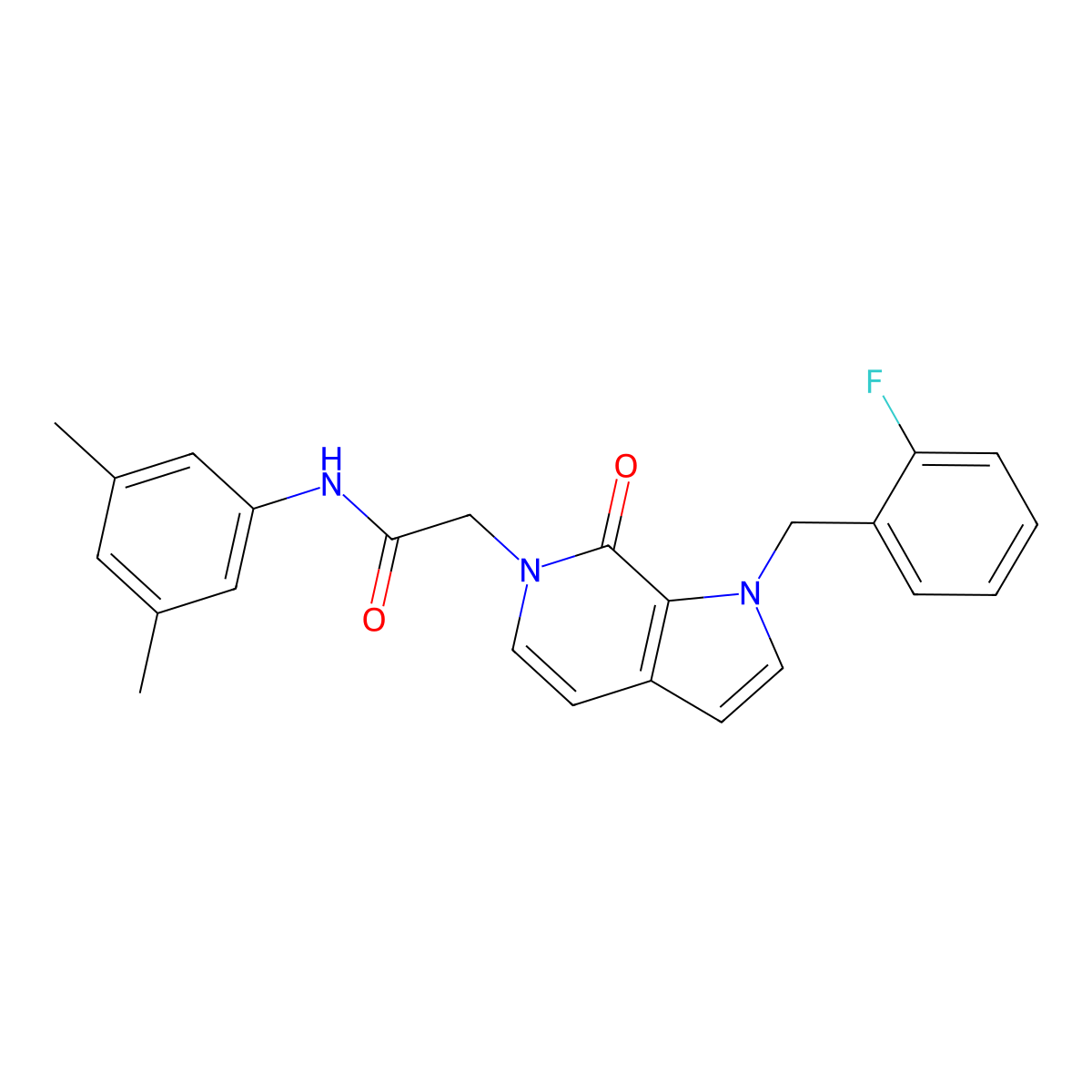 N-(3,5-dimethylphenyl)-2-[1-(2-fluorobenzyl)-7-oxo-1,7-dihydro-6H-pyrrolo[2,3-c]pyridin-6-yl]acetamide molecular structure, CAS 1286707-05-8