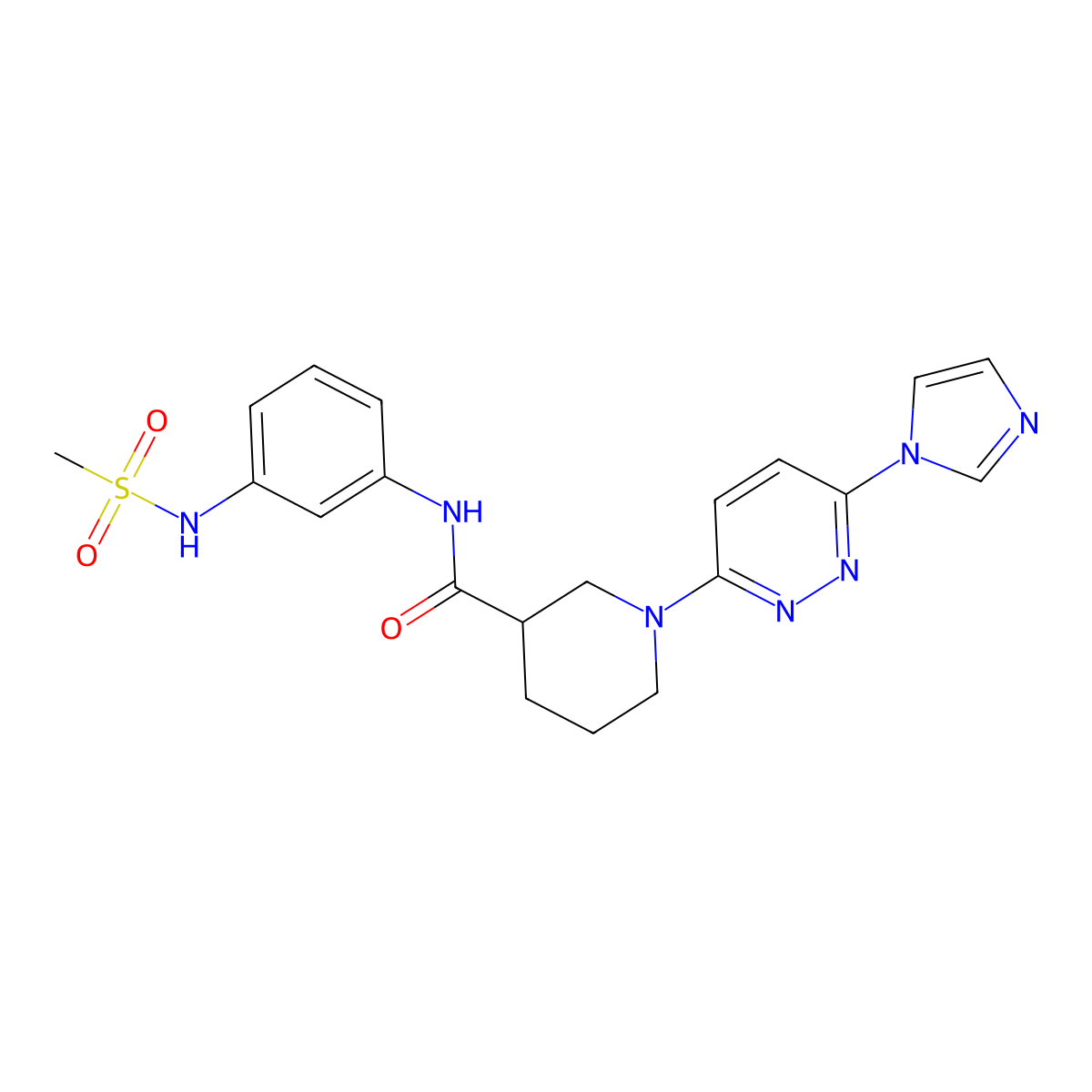 1-(6-(1H-imidazol-1-yl)pyridazin-3-yl)-N-(3-(methylsulfonamido)phenyl)piperidine-3-carboxamide molecular structure, CAS 1286707-12-7