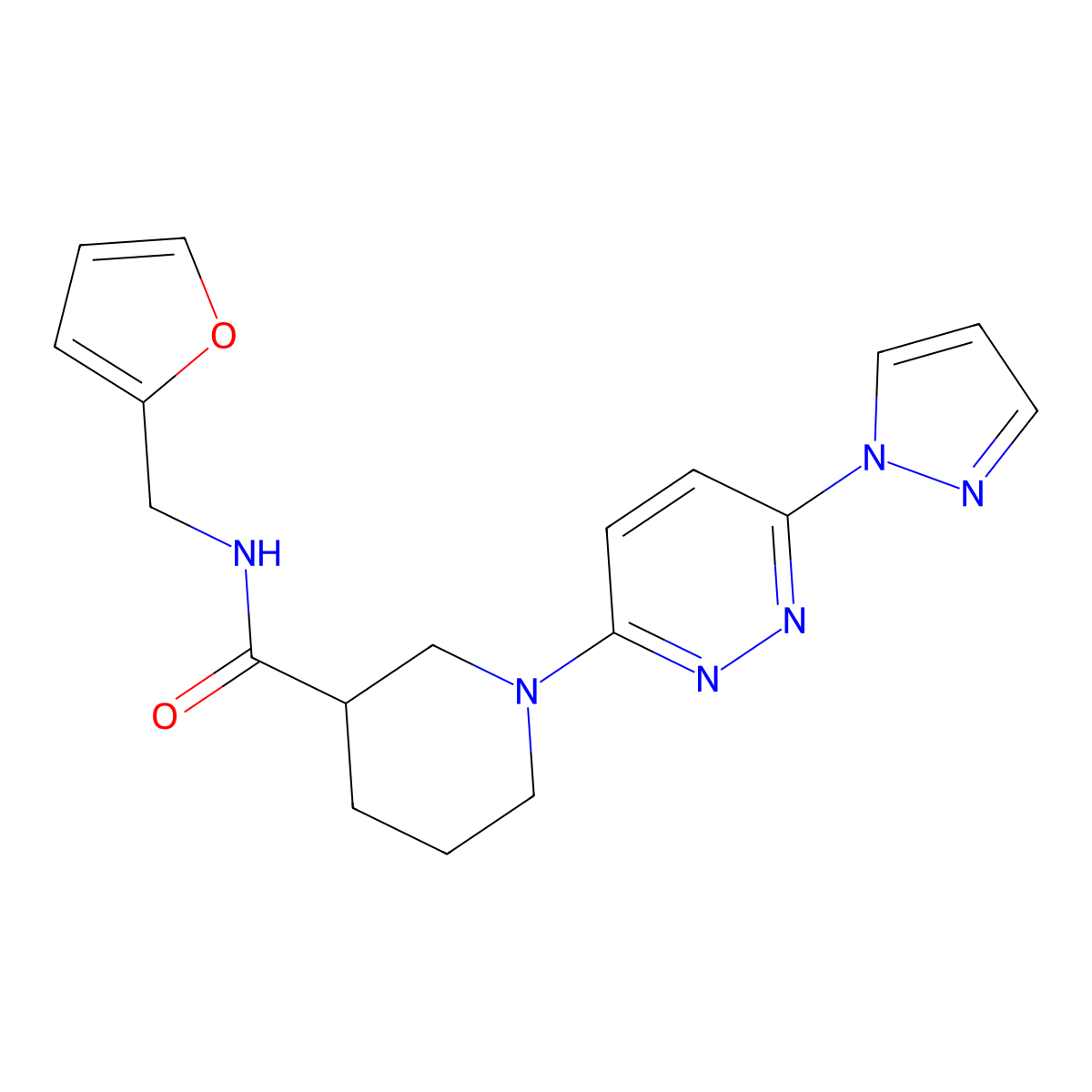 1-(6-(1H-pyrazol-1-yl)pyridazin-3-yl)-N-(furan-2-ylmethyl)piperidine-3-carboxamide molecular structure, CAS 1286707-13-8