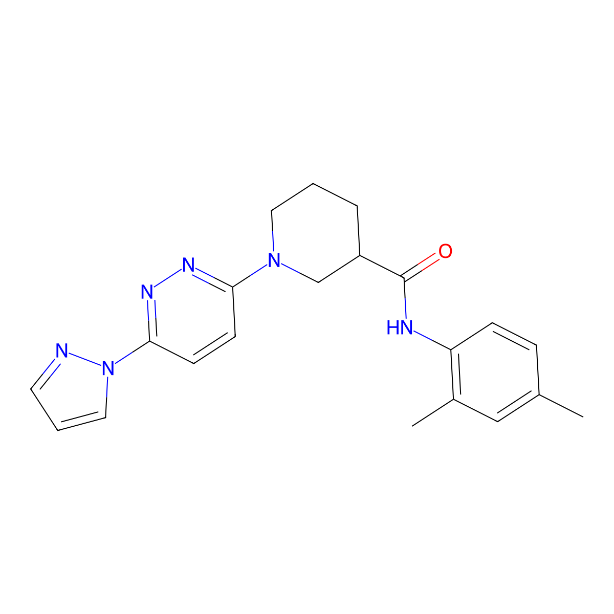 1-(6-(1H-pyrazol-1-yl)pyridazin-3-yl)-N-(2,4-dimethylphenyl)piperidine-3-carboxamide molecular structure, CAS 1286707-16-1