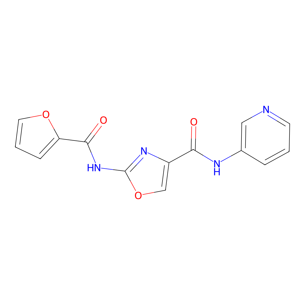 2-(furan-2-carboxamido)-N-(pyridin-3-yl)oxazole-4-carboxamide molecular structure, CAS 1286707-19-4