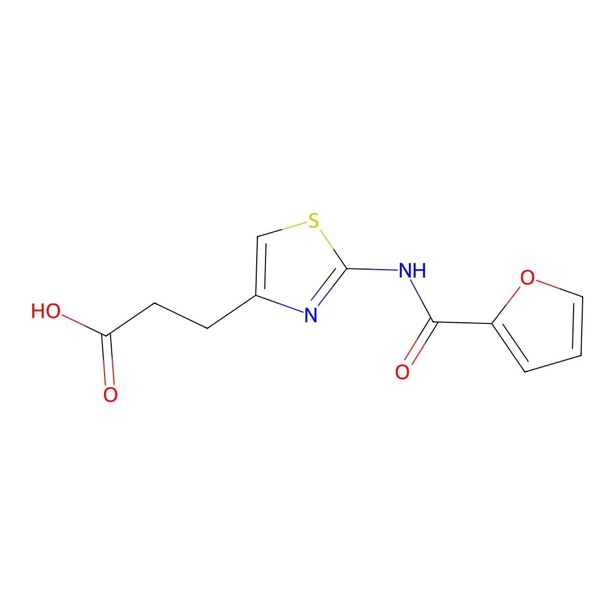 3-(2-(Furan-2-carboxamido)thiazol-4-yl)propanoic acid molecular structure, CAS 1286707-21-8