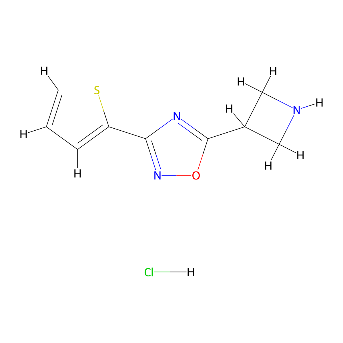 5-Azetidin-3-yl-3-(2-thienyl)-1,2,4-oxadiazole hydrochloride molecular structure, CAS 1286708-63-1
