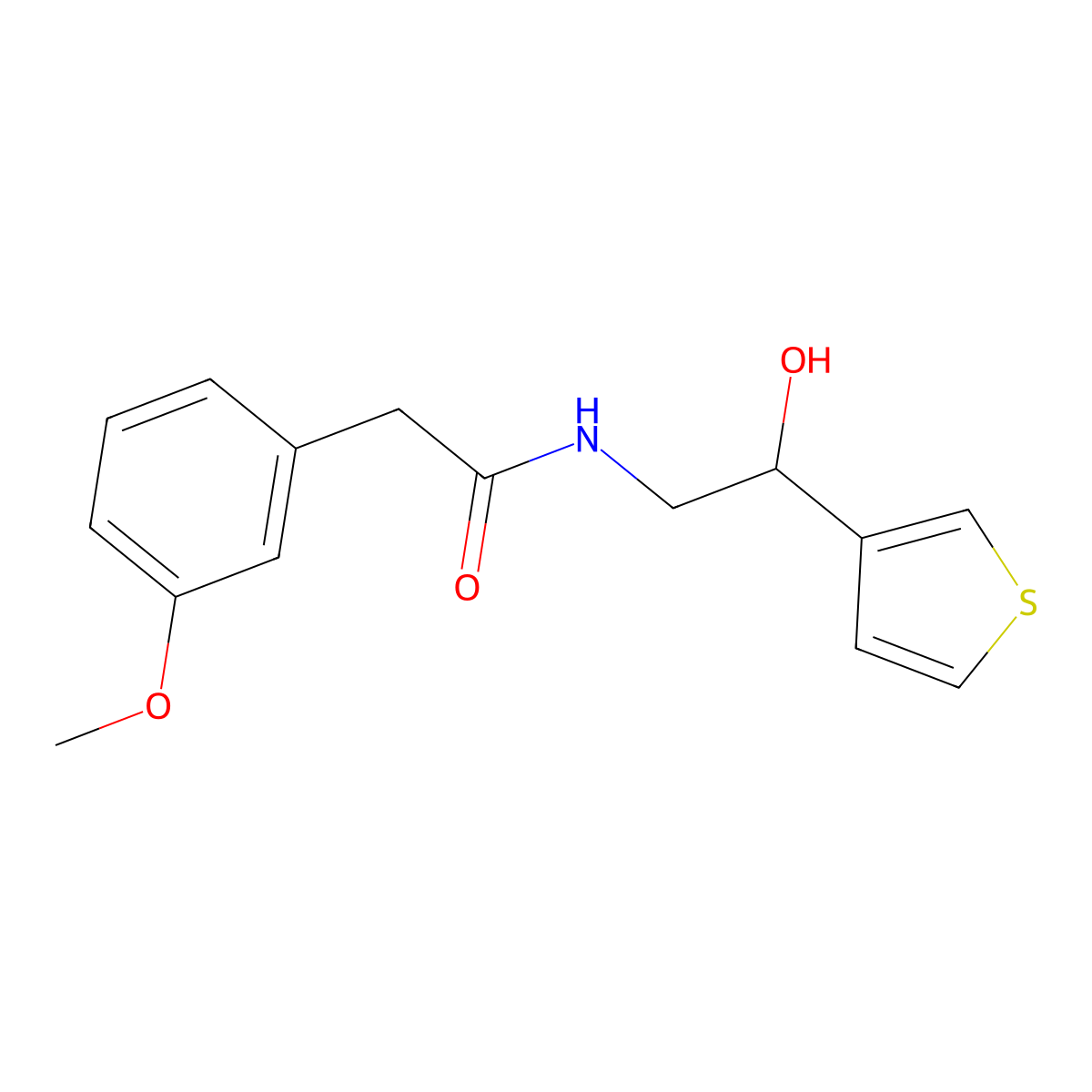 N-[2-hydroxy-2-(thiophen-3-yl)ethyl]-2-(3-methoxyphenyl)acetamide molecular structure, CAS 1286709-32-7