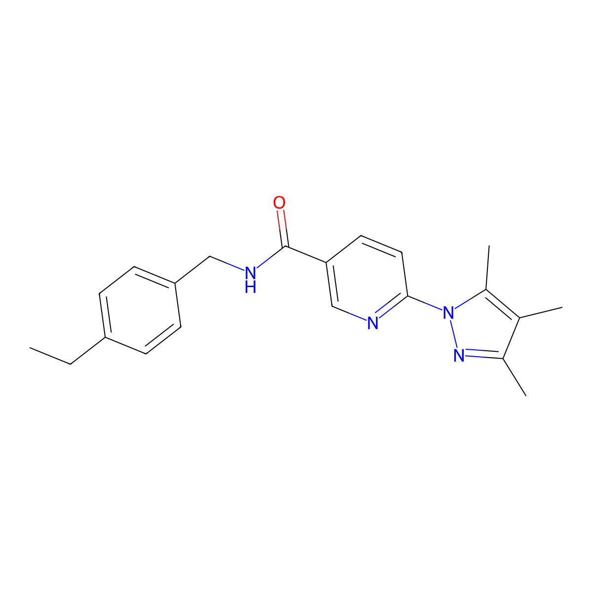 N-(4-ethylbenzyl)-6-(3,4,5-trimethyl-1H-pyrazol-1-yl)nicotinamide molecular structure, CAS 1286709-46-3
