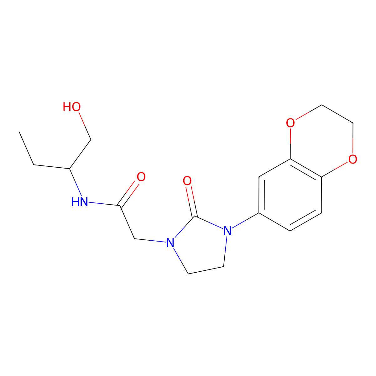 2-(3-(2,3-dihydrobenzo[b][1,4]dioxin-6-yl)-2-oxoimidazolidin-1-yl)-N-(1-hydroxybutan-2-yl)acetamide molecular structure, CAS 1286709-51-0