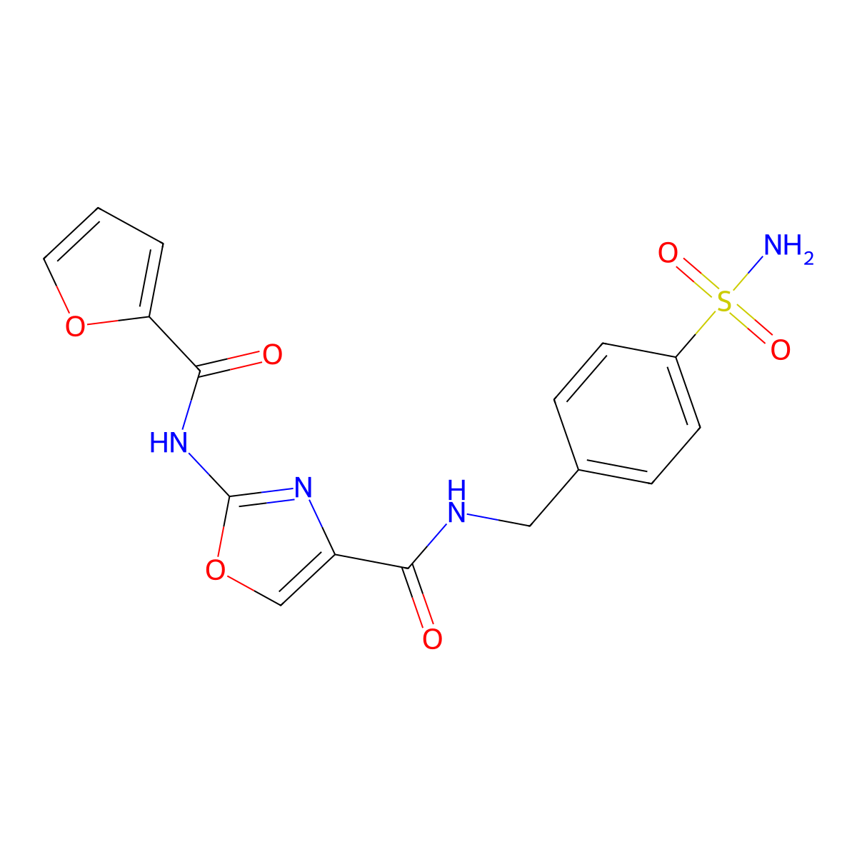 2-(furan-2-carboxamido)-N-(4-sulfamoylbenzyl)oxazole-4-carboxamide molecular structure, CAS 1286709-52-1