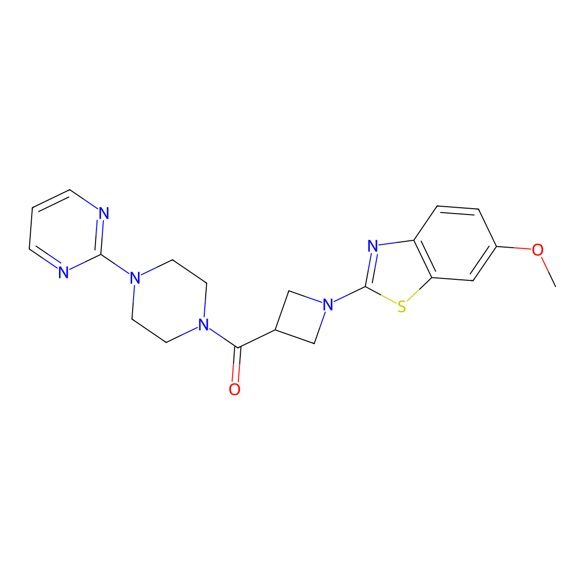 (1-(6-Methoxybenzo[d]thiazol-2-yl)azetidin-3-yl)(4-(pyrimidin-2-yl)piperazin-1-yl)methanone molecular structure, CAS 1286709-61-2