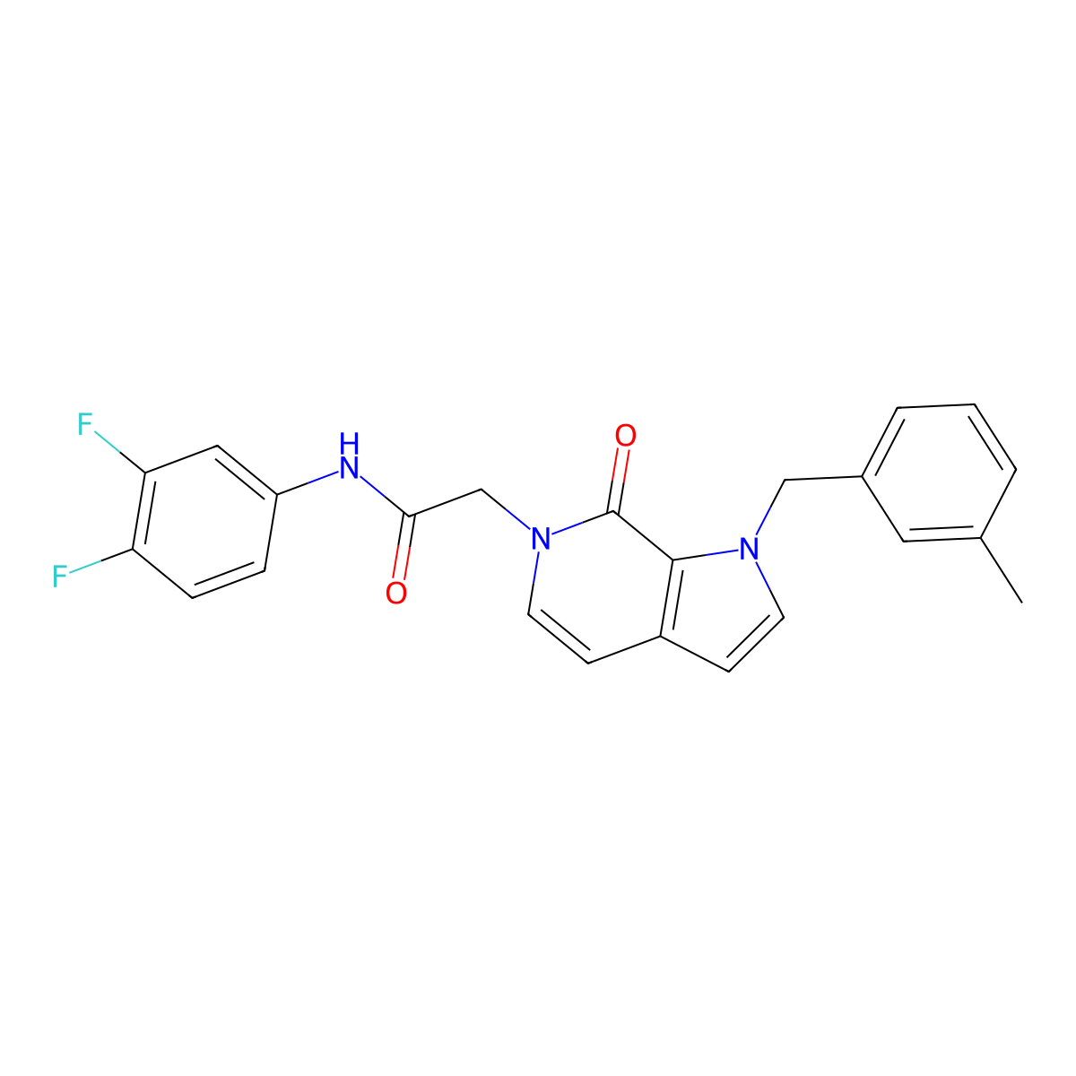 N-(3,4-difluorophenyl)-2-(1-(3-methylbenzyl)-7-oxo-1H-pyrrolo[2,3-c]pyridin-6(7H)-yl)acetamide molecular structure, CAS 1286709-65-6