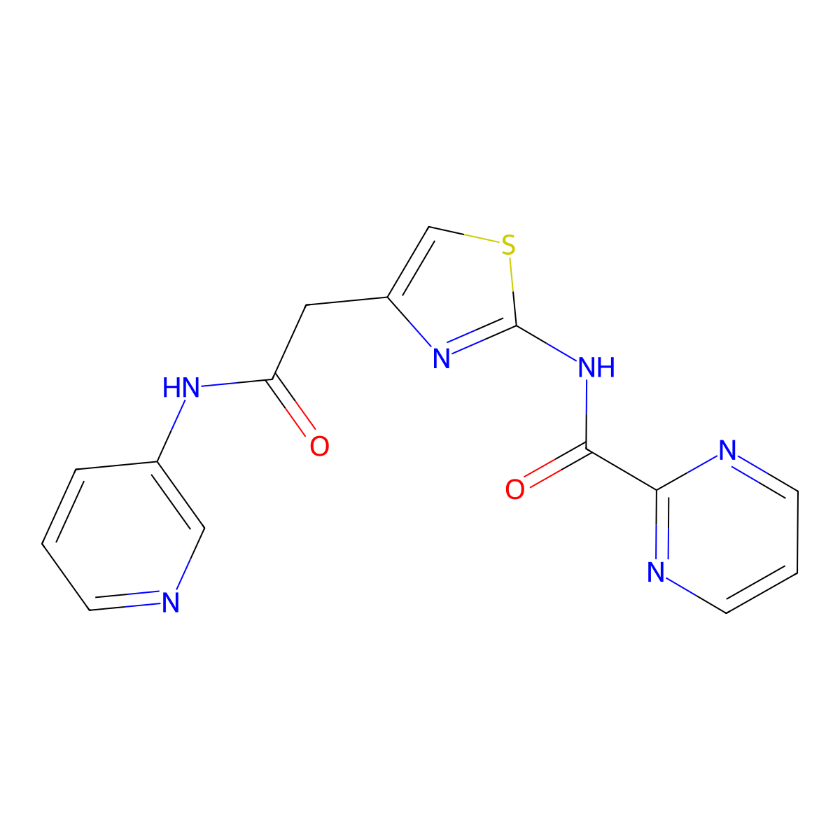 N-(4-(2-oxo-2-(pyridin-3-ylamino)ethyl)thiazol-2-yl)pyrimidine-2-carboxamide molecular structure, CAS 1286709-68-9