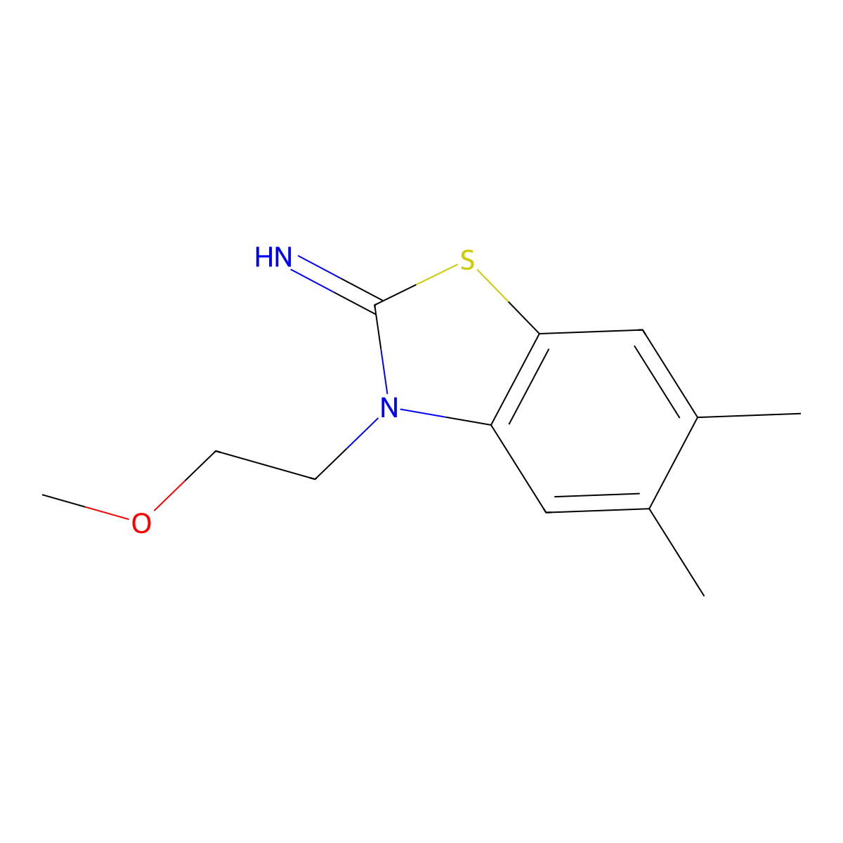 3-(2-methoxyethyl)-5,6-dimethylbenzo[d]thiazol-2(3H)-imine molecular structure, CAS 1286709-72-5