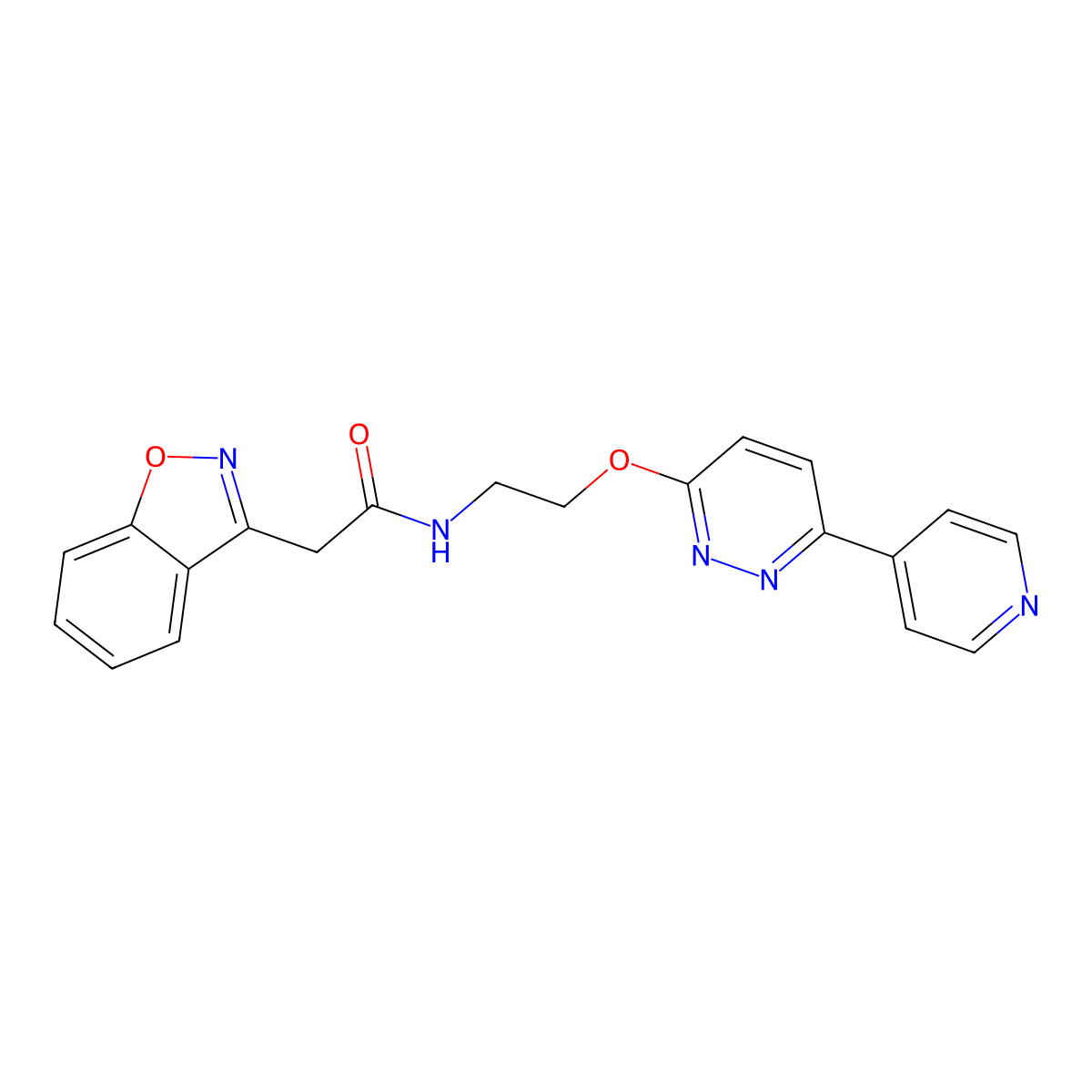 2-(benzo[d]isoxazol-3-yl)-N-(2-((6-(pyridin-4-yl)pyridazin-3-yl)oxy)ethyl)acetamide molecular structure, CAS 1286709-75-8