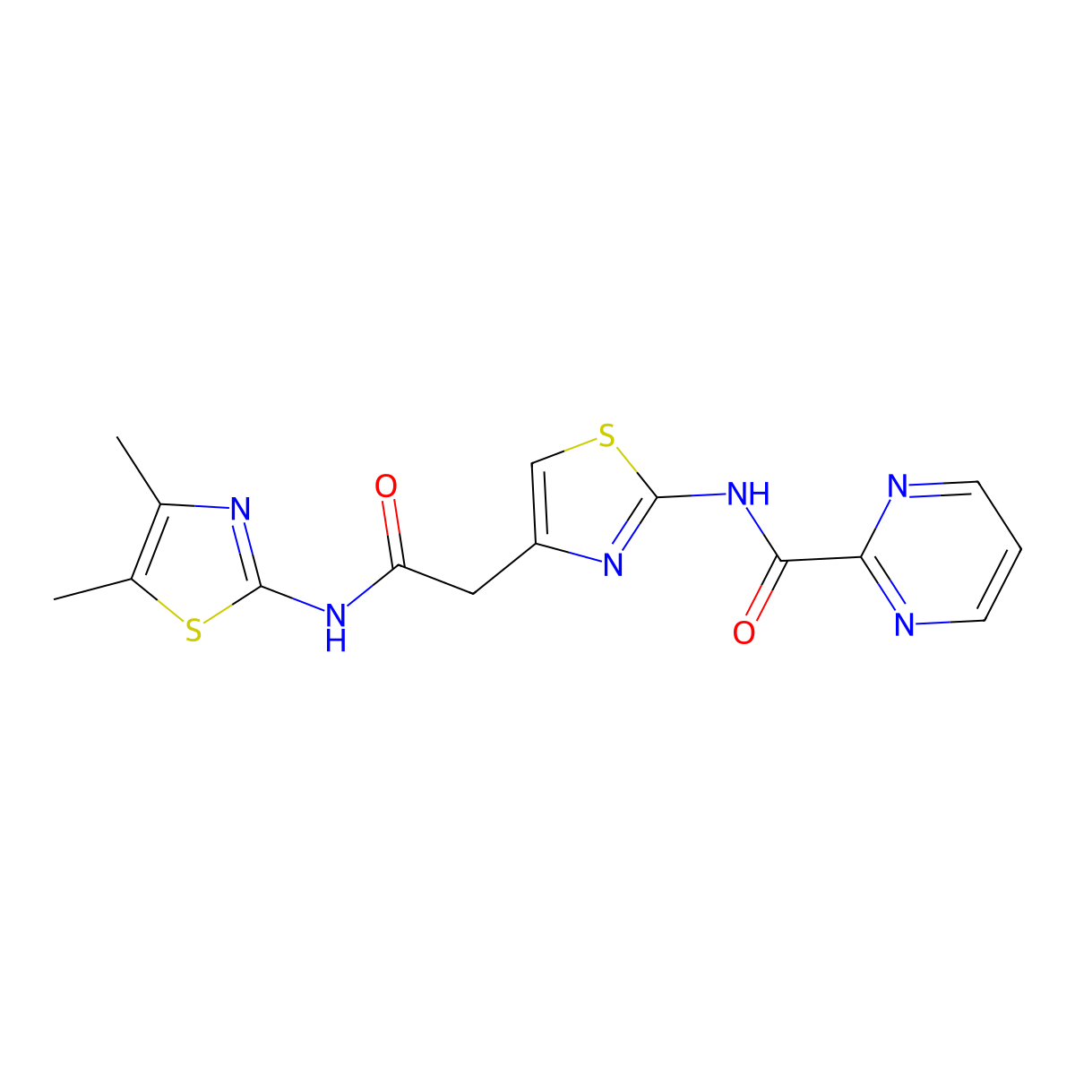 N-(4-(2-((4,5-dimethylthiazol-2-yl)amino)-2-oxoethyl)thiazol-2-yl)pyrimidine-2-carboxamide molecular structure, CAS 1286709-80-5
