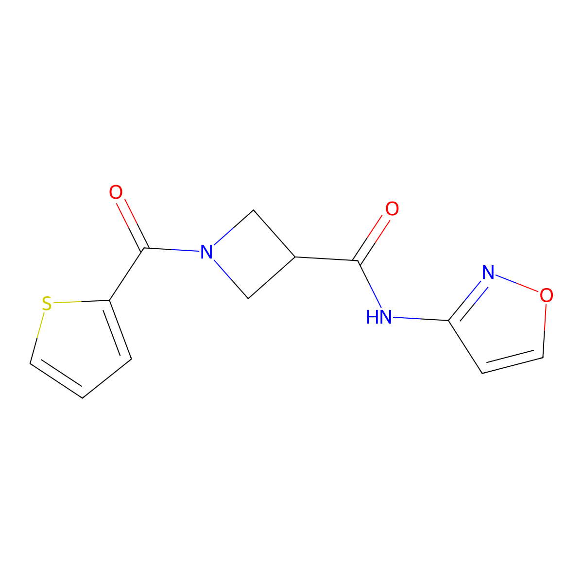 N-(isoxazol-3-yl)-1-(thiophene-2-carbonyl)azetidine-3-carboxamide molecular structure, CAS 1286709-90-7