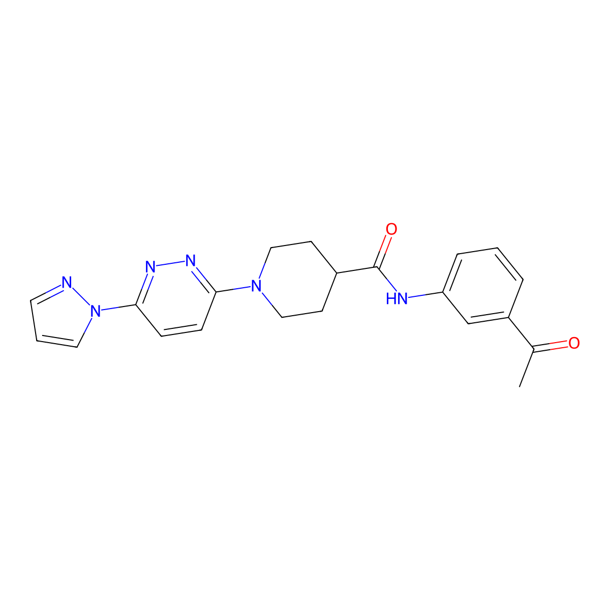 1-(6-(1H-pyrazol-1-yl)pyridazin-3-yl)-N-(3-acetylphenyl)piperidine-4-carboxamide molecular structure, CAS 1286709-97-4
