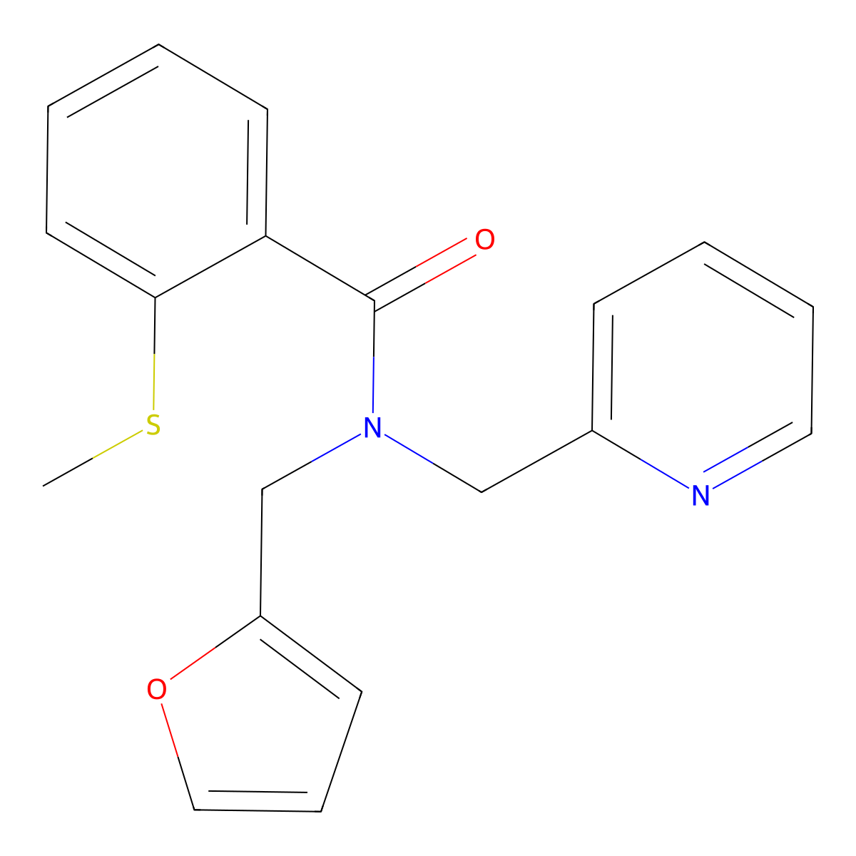 N-(furan-2-ylmethyl)-2-(methylthio)-N-(pyridin-2-ylmethyl)benzamide molecular structure, CAS 1286710-00-6