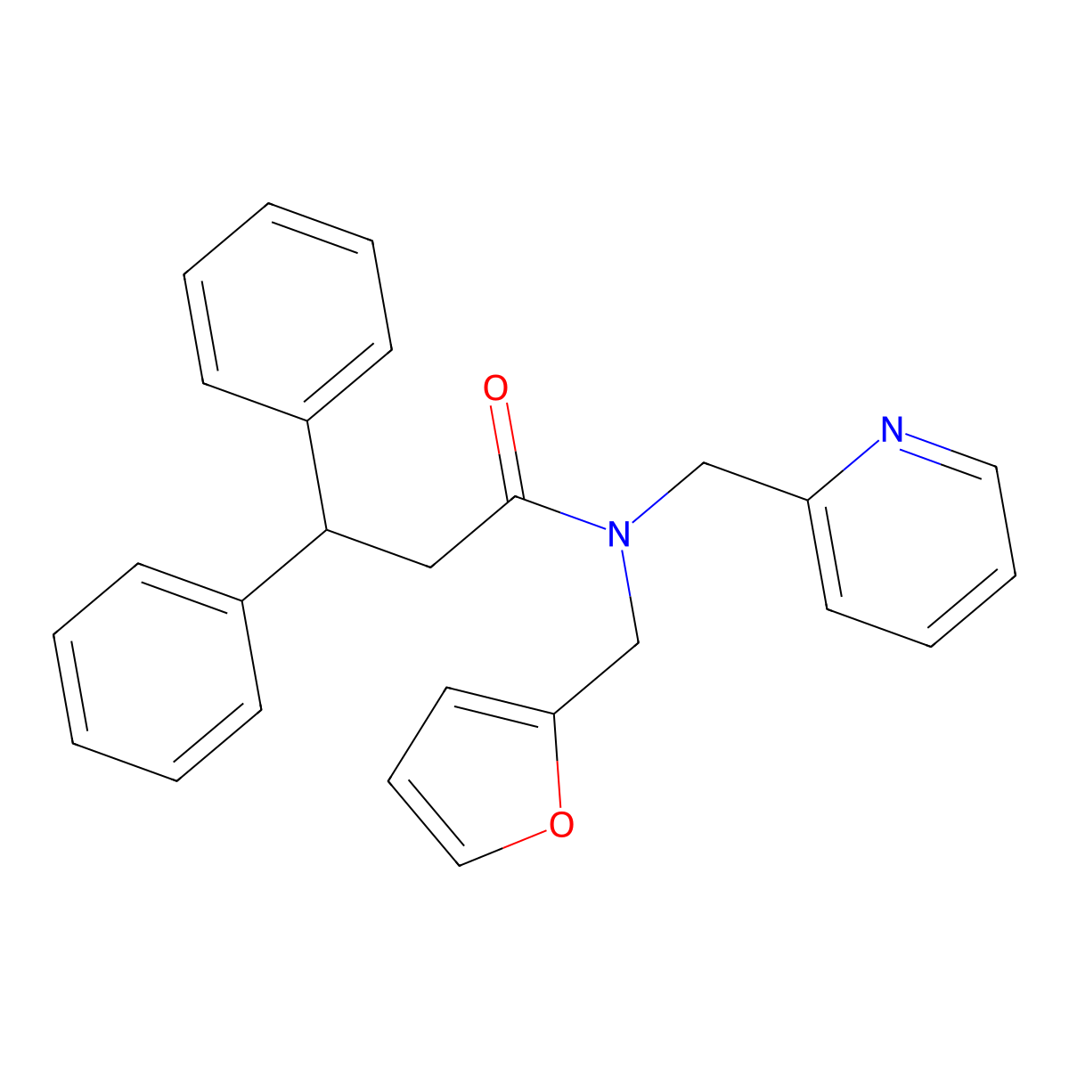 N-(furan-2-ylmethyl)-3,3-diphenyl-N-(pyridin-2-ylmethyl)propanamide molecular structure, CAS 1286710-05-1