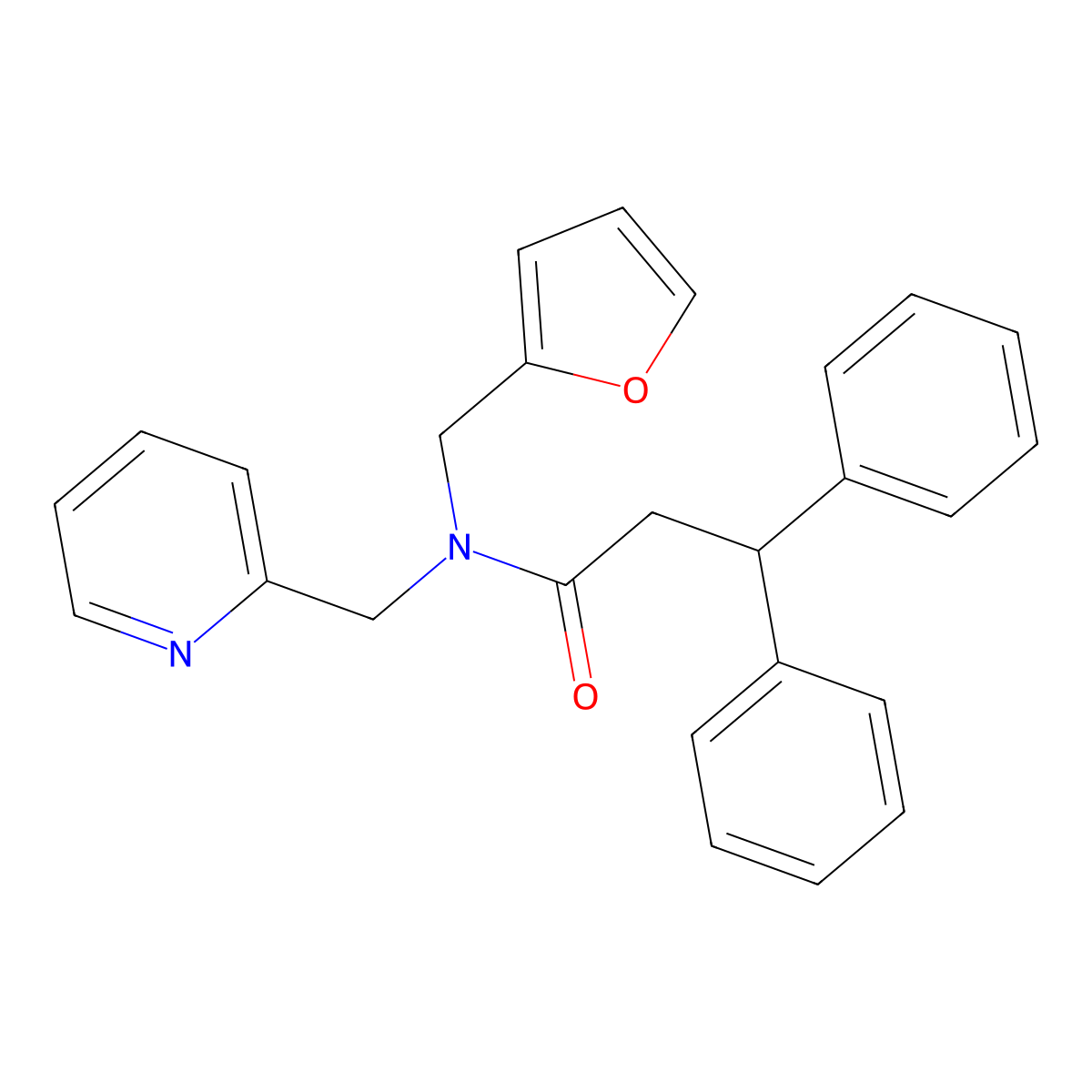 N-(furan-2-ylmethyl)-3,3-diphenyl-N-(pyridin-2-ylmethyl)propanamide molecular structure, CAS 1286710-05-1
