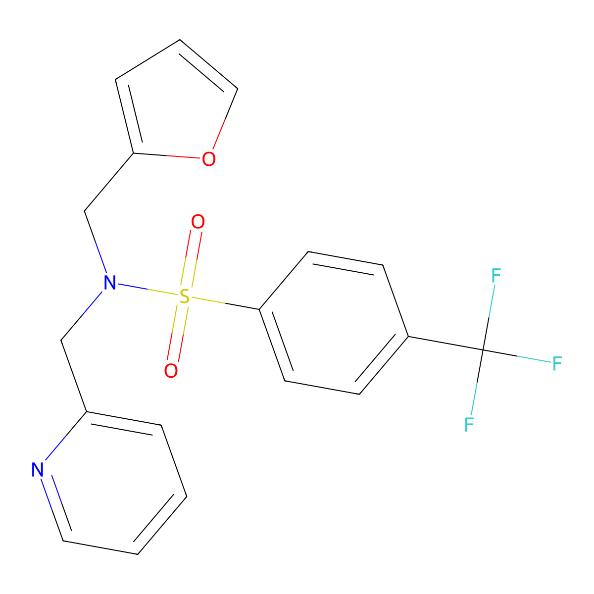 N-(furan-2-ylmethyl)-N-(pyridin-2-ylmethyl)-4-(trifluoromethyl)benzenesulfonamide molecular structure, CAS 1286710-06-2