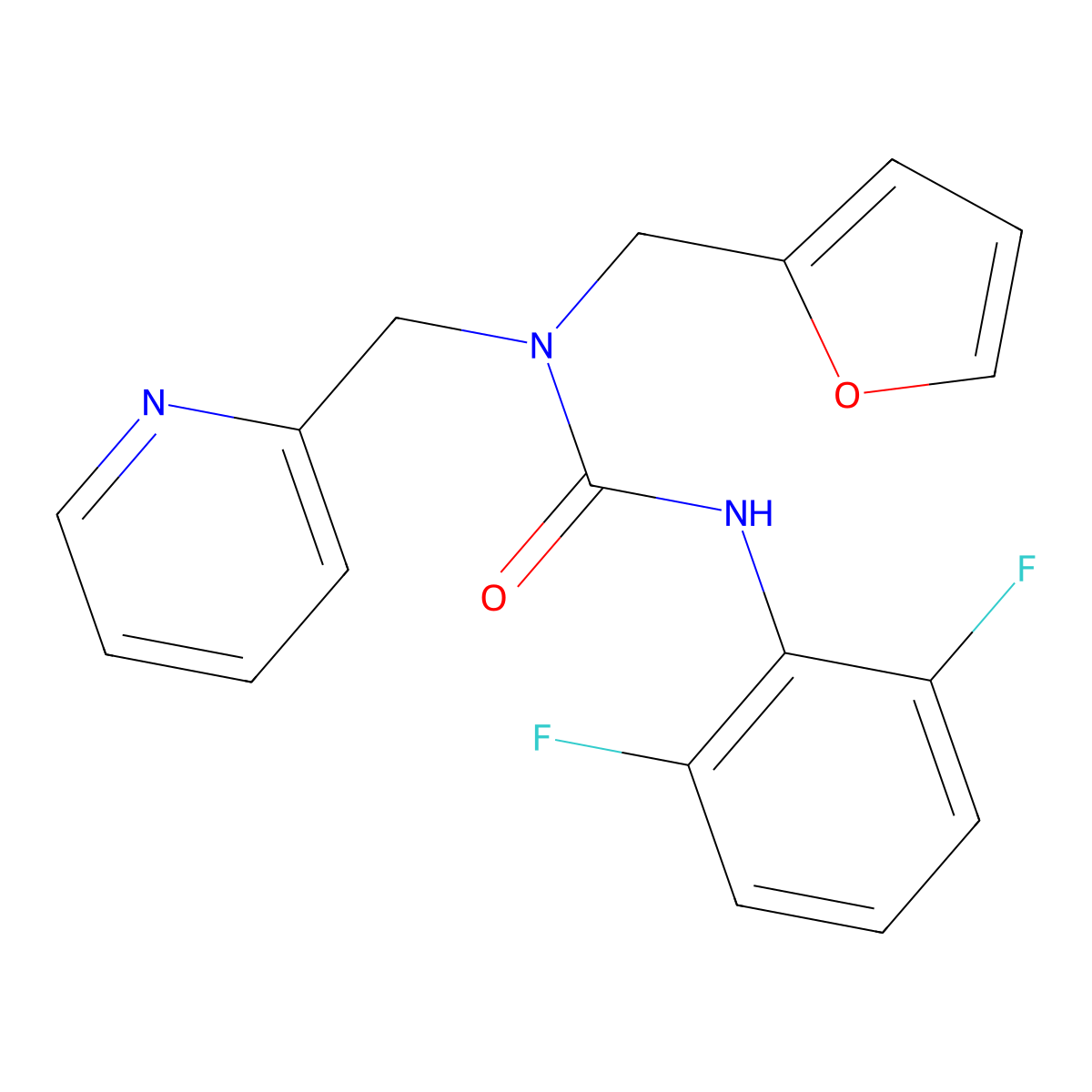 3-(2,6-Difluorophenyl)-1-(furan-2-ylmethyl)-1-(pyridin-2-ylmethyl)urea molecular structure, CAS 1286710-09-5