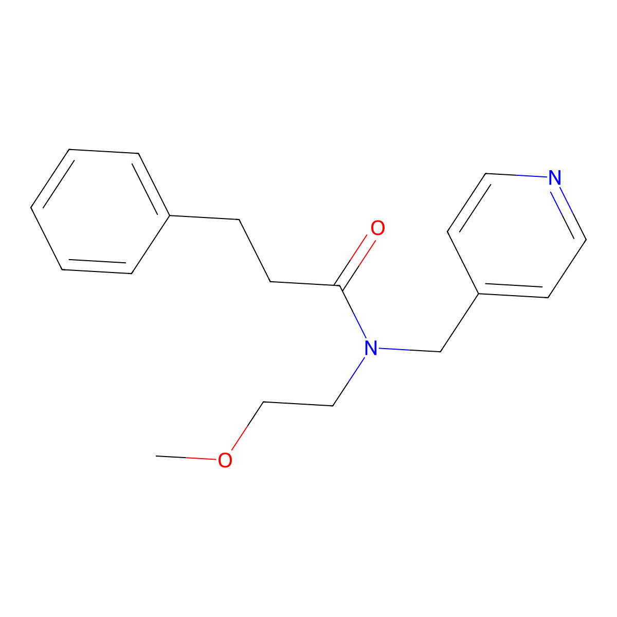 N-(2-methoxyethyl)-3-phenyl-N-(pyridin-4-ylmethyl)propanamide molecular structure, CAS 1286710-11-9