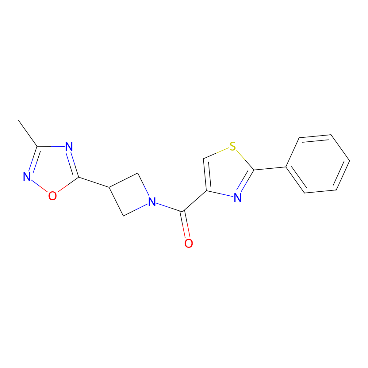 (3-(3-Methyl-1,2,4-oxadiazol-5-yl)azetidin-1-yl)(2-phenylthiazol-4-yl)methanone molecular structure, CAS 1286710-16-4