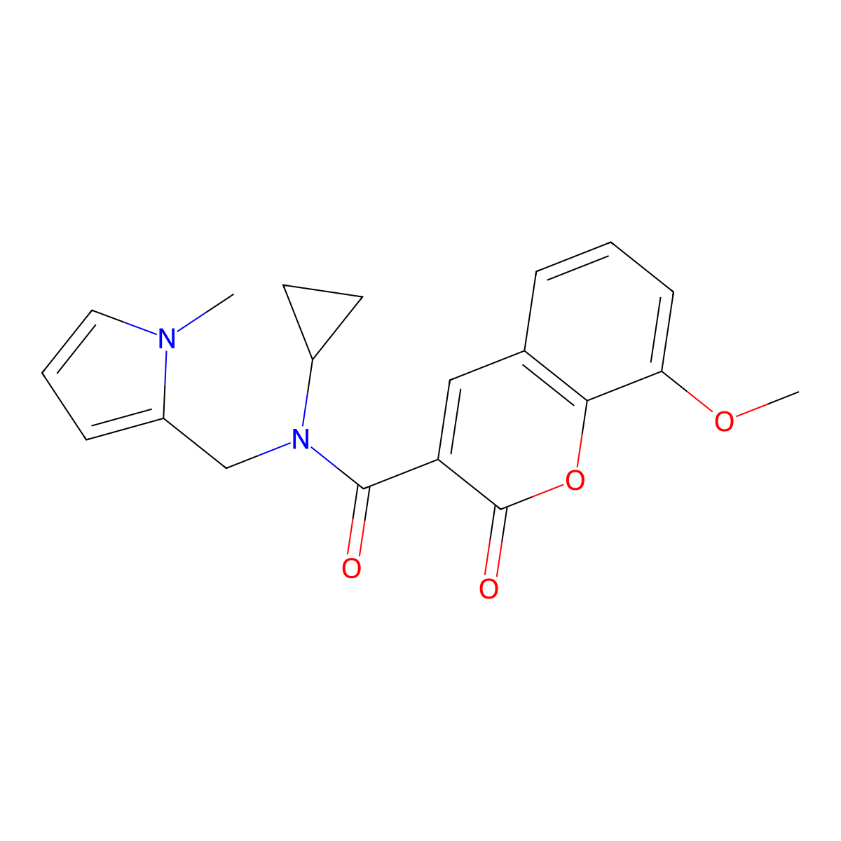 N-cyclopropyl-8-methoxy-N-[(1-methyl-1H-pyrrol-2-yl)methyl]-2-oxo-2H-chromene-3-carboxamide molecular structure, CAS 1286710-17-5