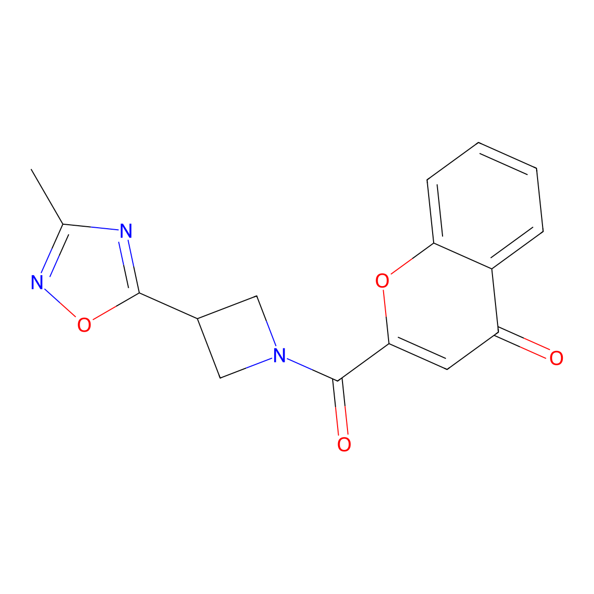 2-[3-(3-methyl-1,2,4-oxadiazol-5-yl)azetidine-1-carbonyl]-4H-chromen-4-one molecular structure, CAS 1286710-18-6