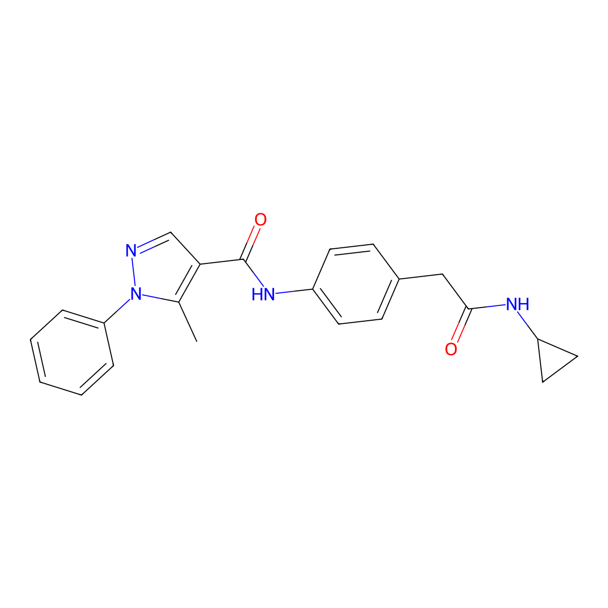 N-(4-(2-(cyclopropylamino)-2-oxoethyl)phenyl)-5-methyl-1-phenyl-1H-pyrazole-4-carboxamide molecular structure, CAS 1286710-22-2