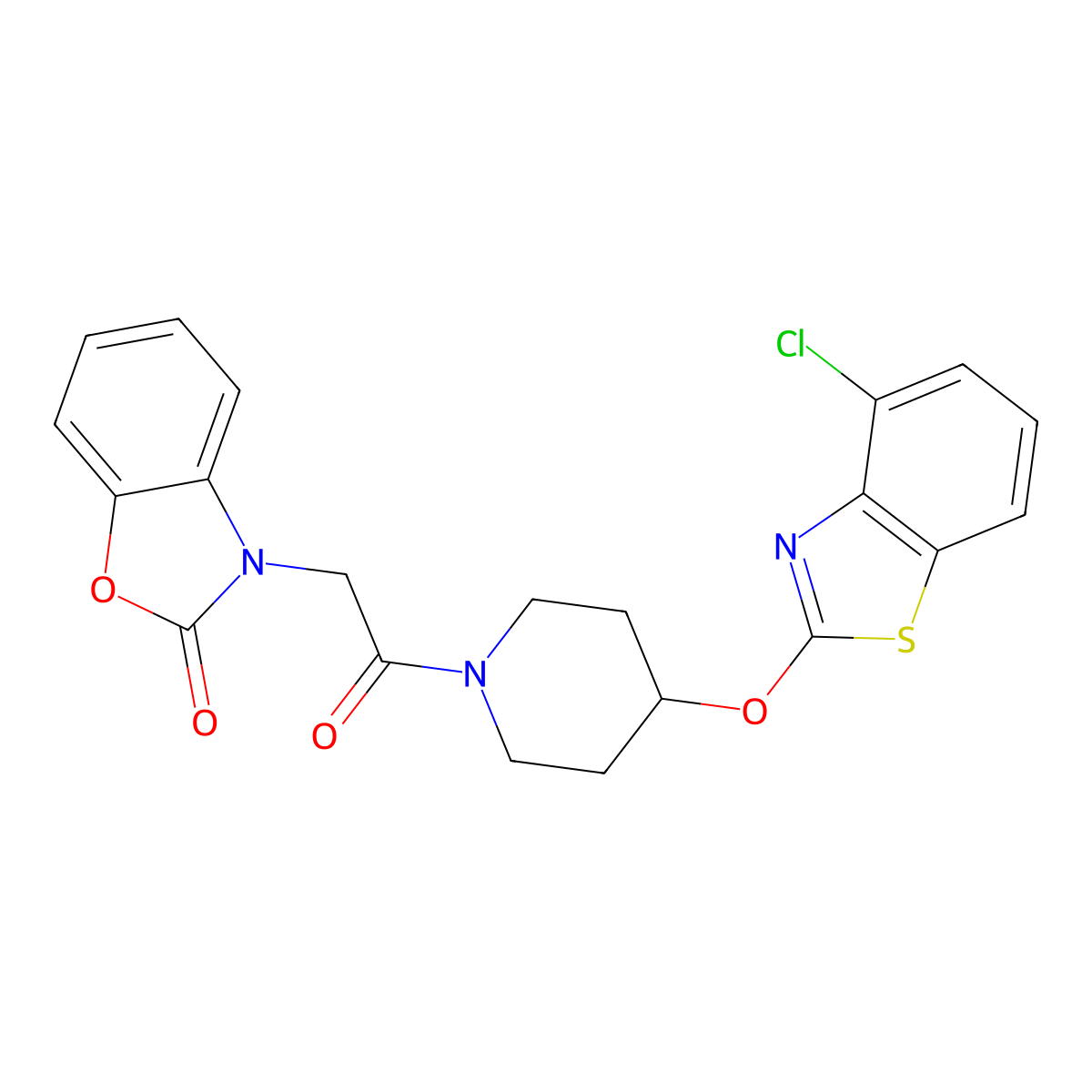 3-(2-(4-((4-chlorobenzo[d]thiazol-2-yl)oxy)piperidin-1-yl)-2-oxoethyl)benzo[d]oxazol-2(3H)-one molecular structure, CAS 1286710-23-3