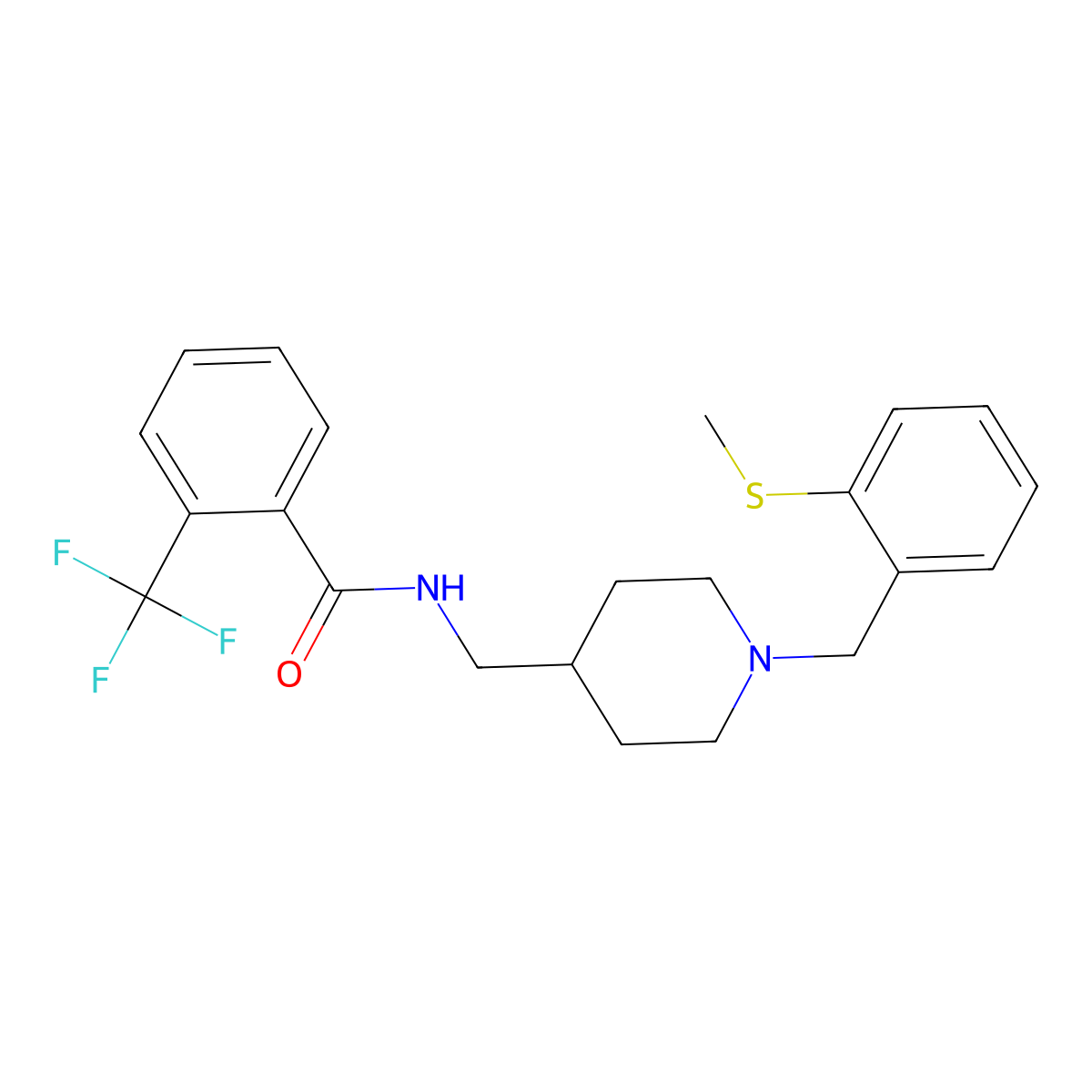 N-((1-(2-(methylthio)benzyl)piperidin-4-yl)methyl)-2-(trifluoromethyl)benzamide molecular structure, CAS 1286710-42-6