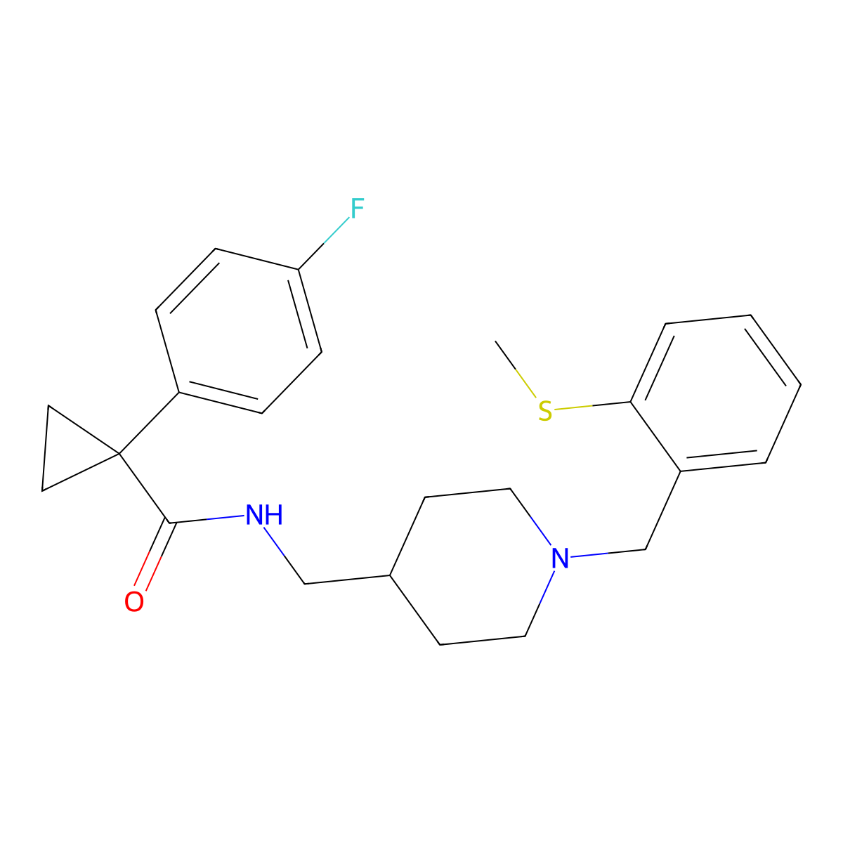 1-(4-fluorophenyl)-N-((1-(2-(methylthio)benzyl)piperidin-4-yl)methyl)cyclopropanecarboxamide molecular structure, CAS 1286710-46-0