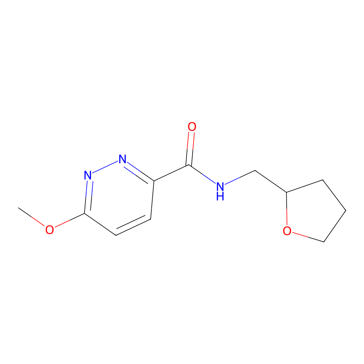 6-methoxy-N-((tetrahydrofuran-2-yl)methyl)pyridazine-3-carboxamide molecular structure, CAS 1286710-48-2