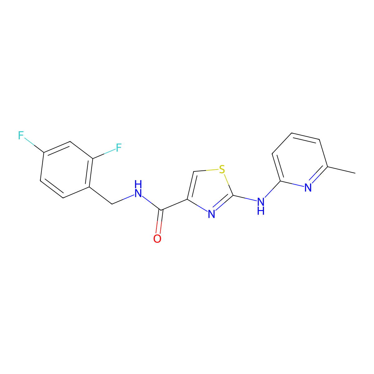 N-(2,4-difluorobenzyl)-2-((6-methylpyridin-2-yl)amino)thiazole-4-carboxamide molecular structure, CAS 1286710-52-8