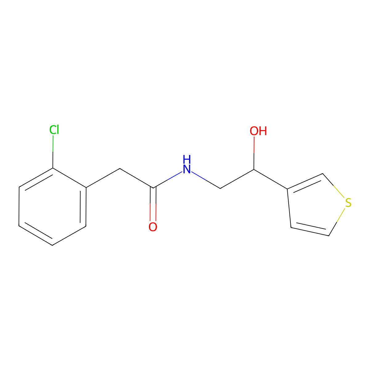 2-(2-chlorophenyl)-N-(2-hydroxy-2-(thiophen-3-yl)ethyl)acetamide molecular structure, CAS 1286710-55-1